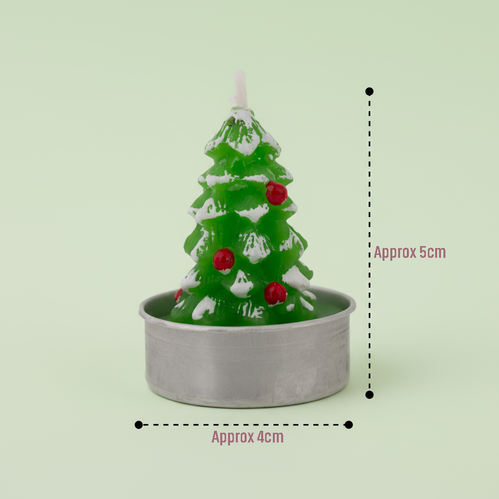 Christmas Tree T- Light Candle Light Green and white 6cm 1pc