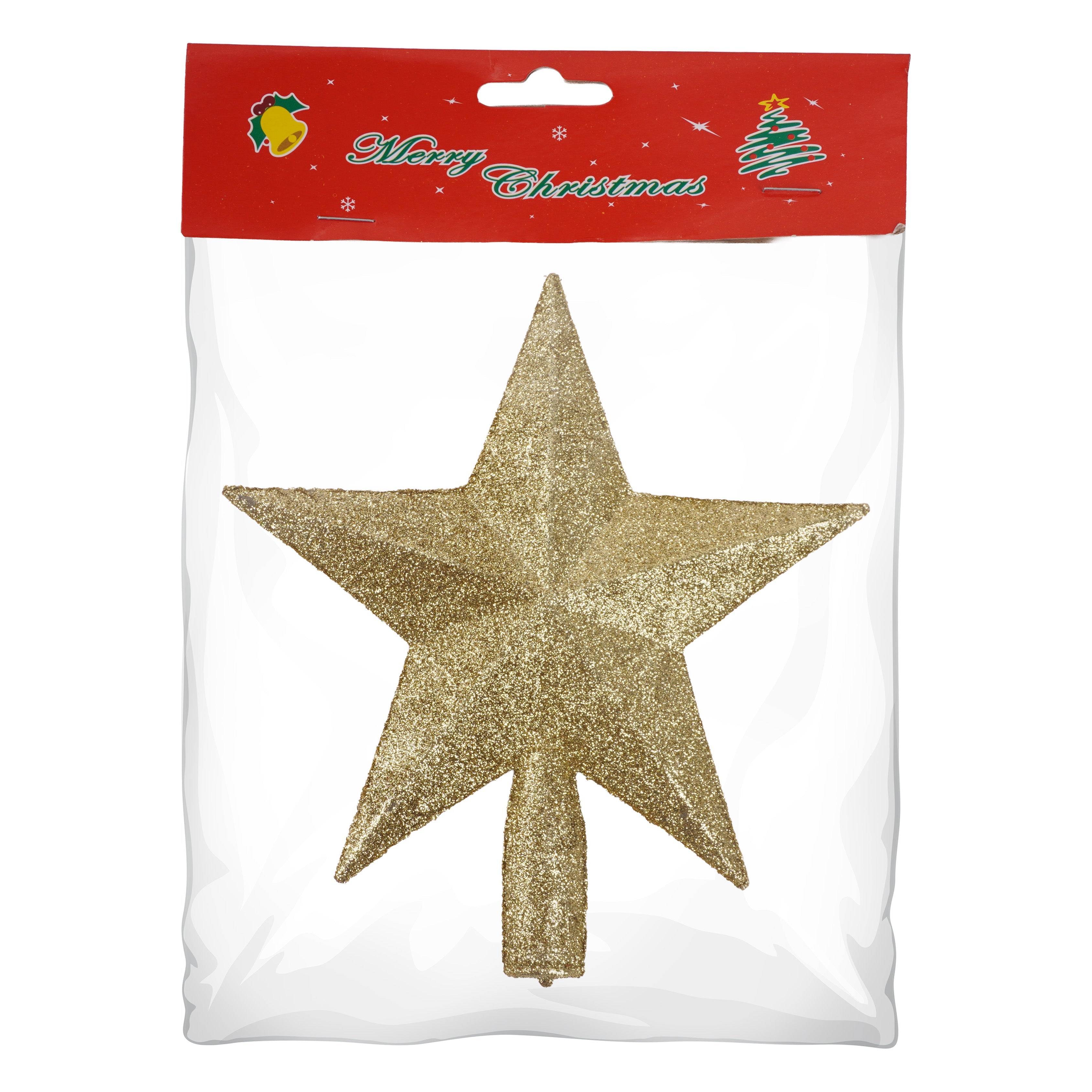 Christmas Tree Topper Gold Glitter Star 20cm 1pc Gold