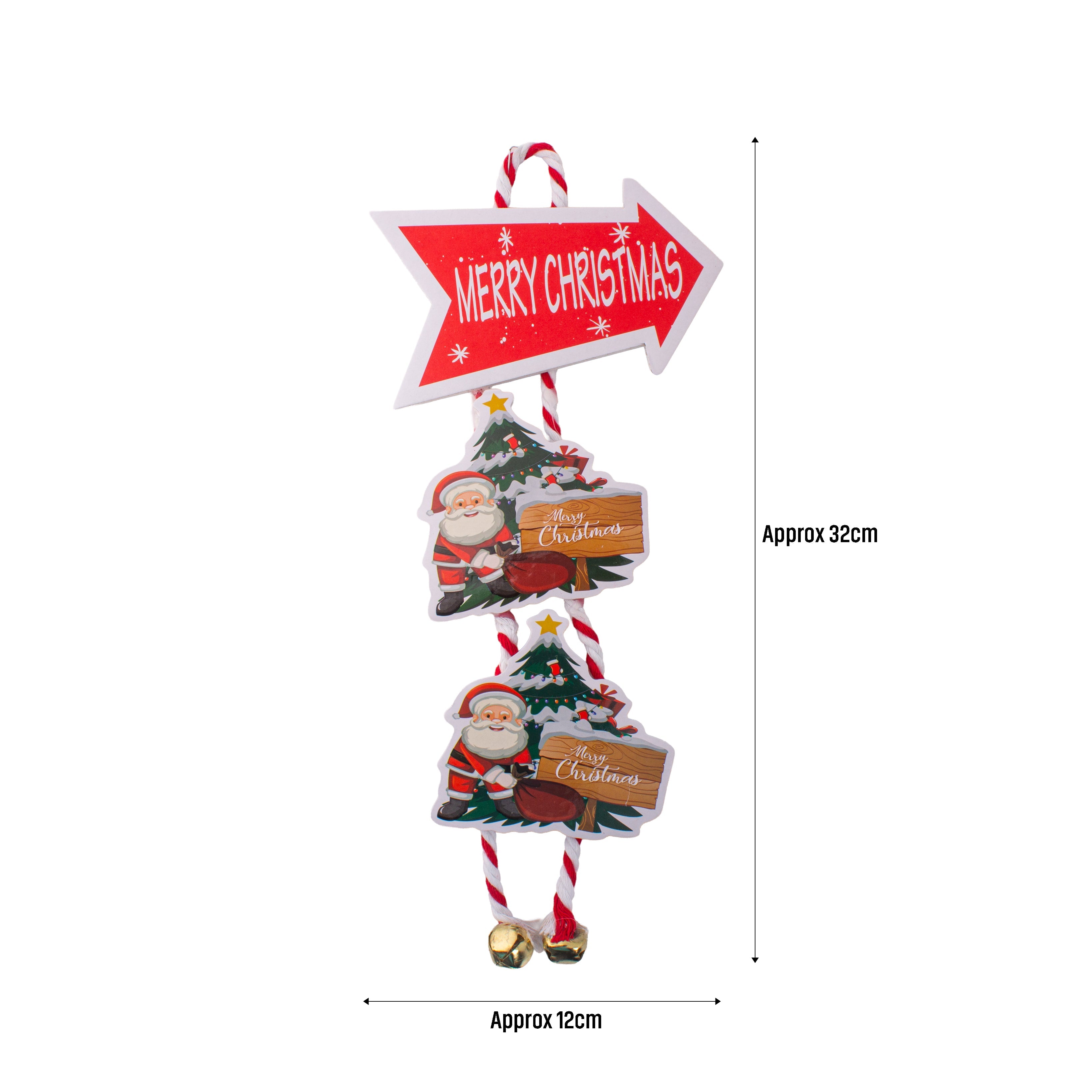 Christmas Decoration Layered Hanging Santa & Christmas Tree 32 X 12cm 1pcs