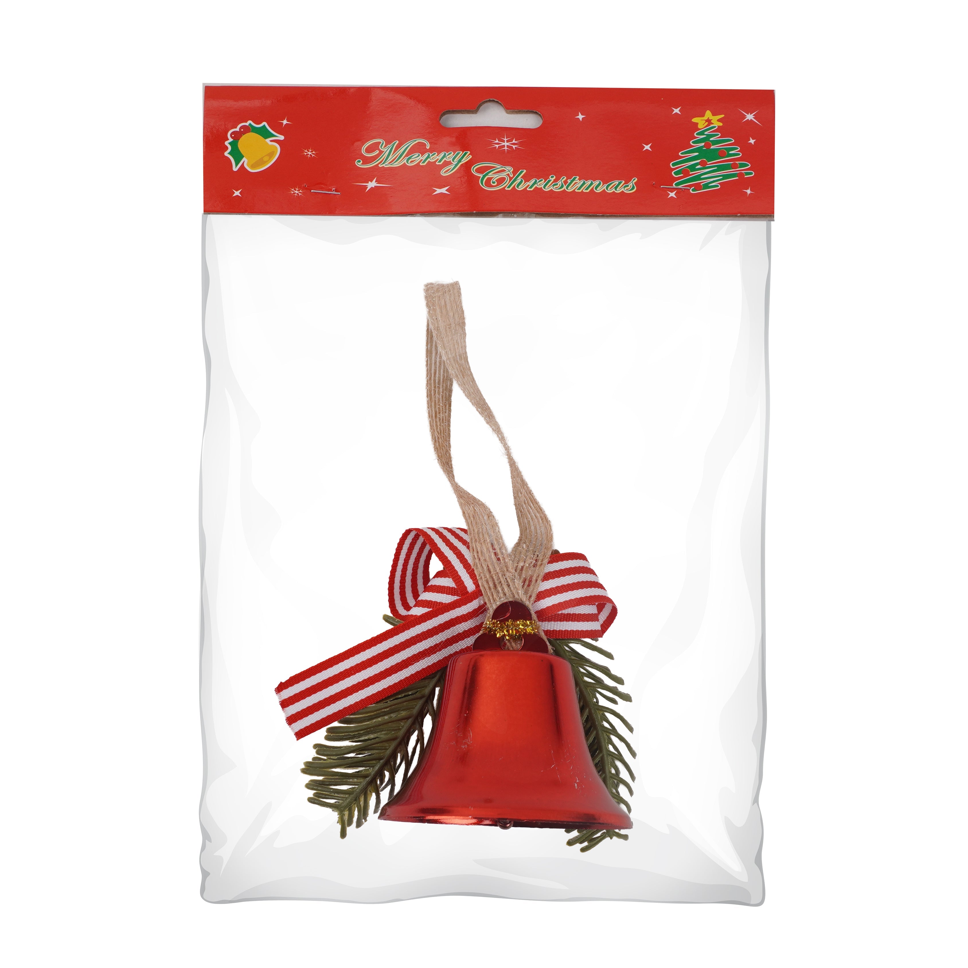 Christmas Decoration Hanging Bell with Holly Berry Red 6.5cm 1pc