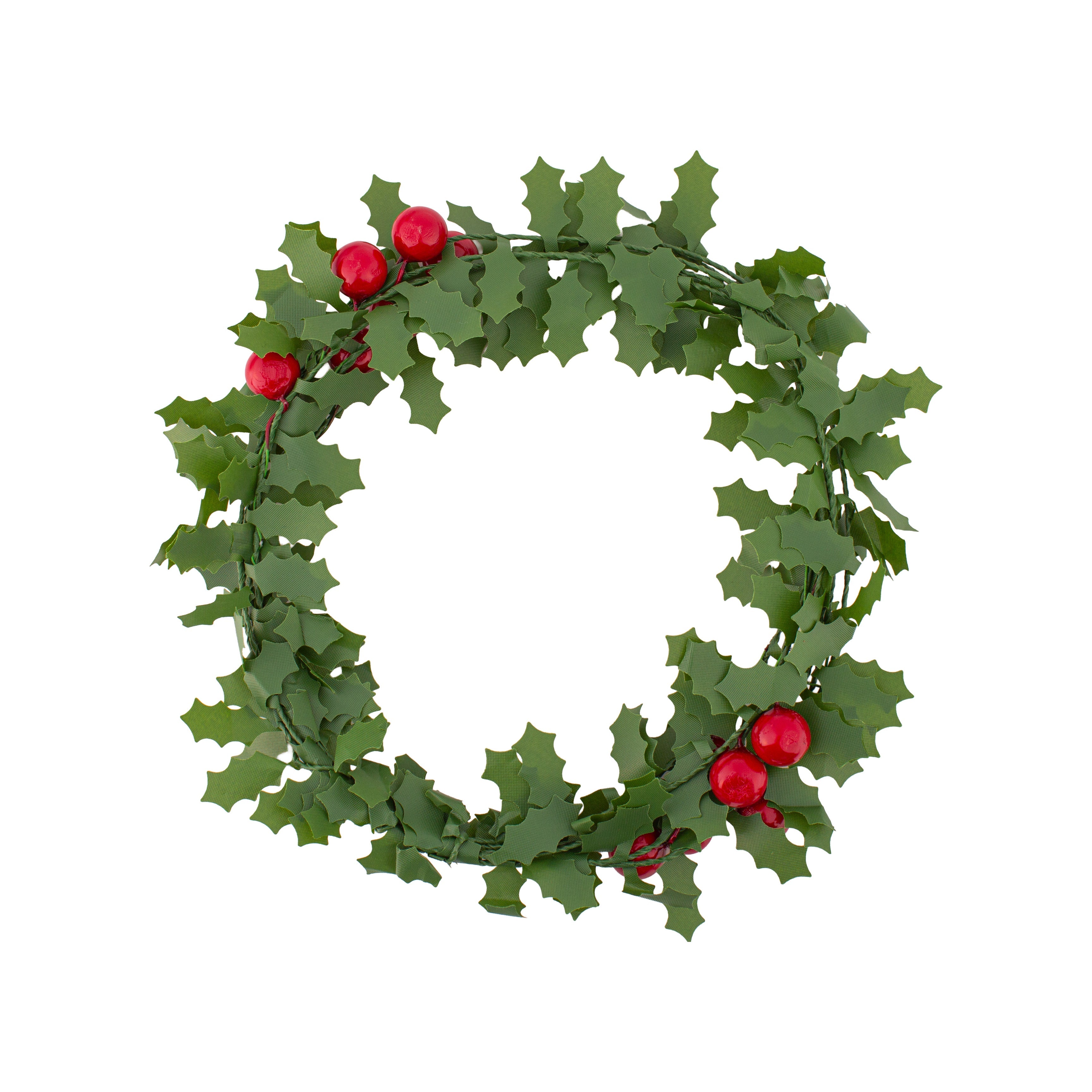 Christmas Holly Leaf Garland with Berries Wired Green 3cm 1pc