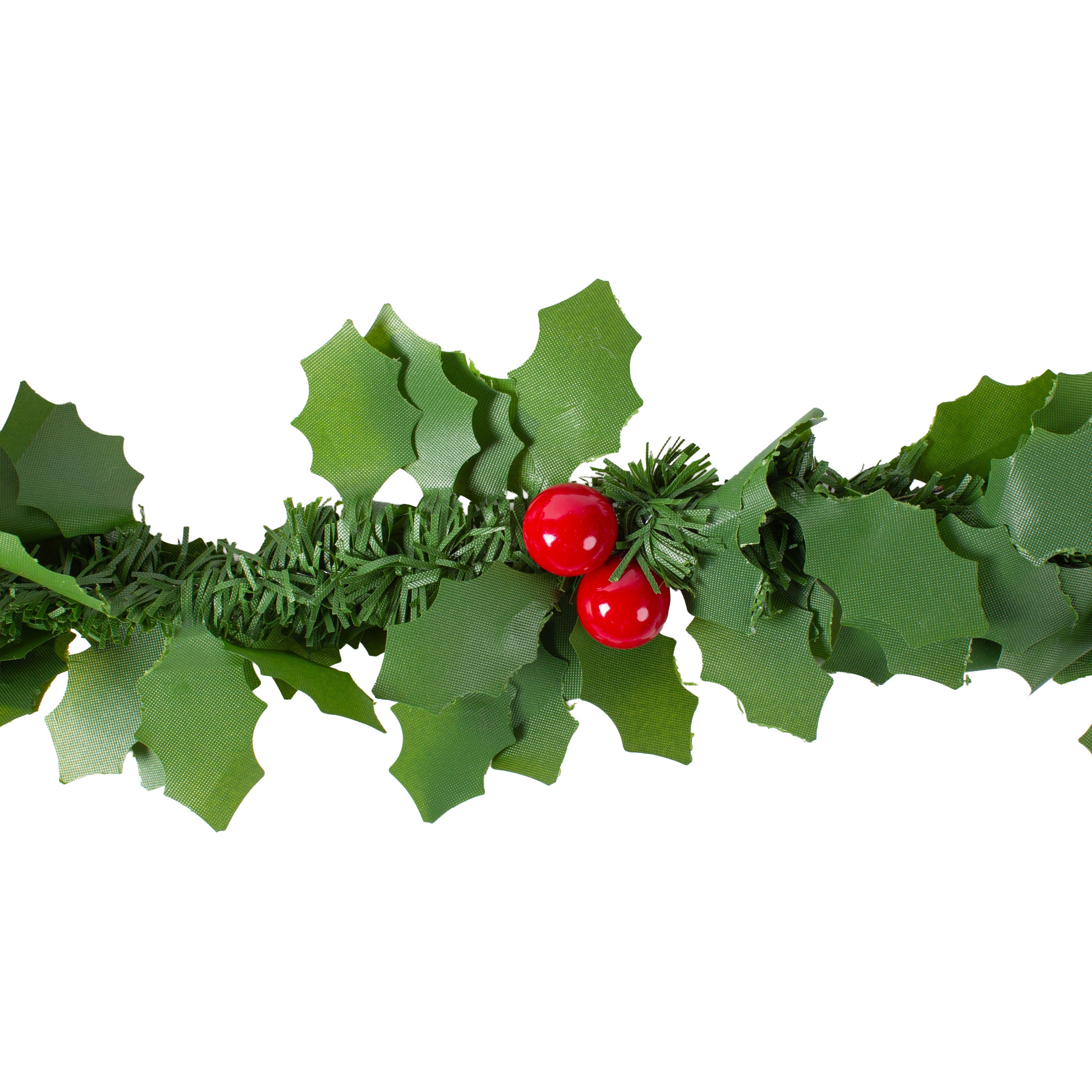 Christmas Holly Tinsel Garland with Berries Green 2m 1pc