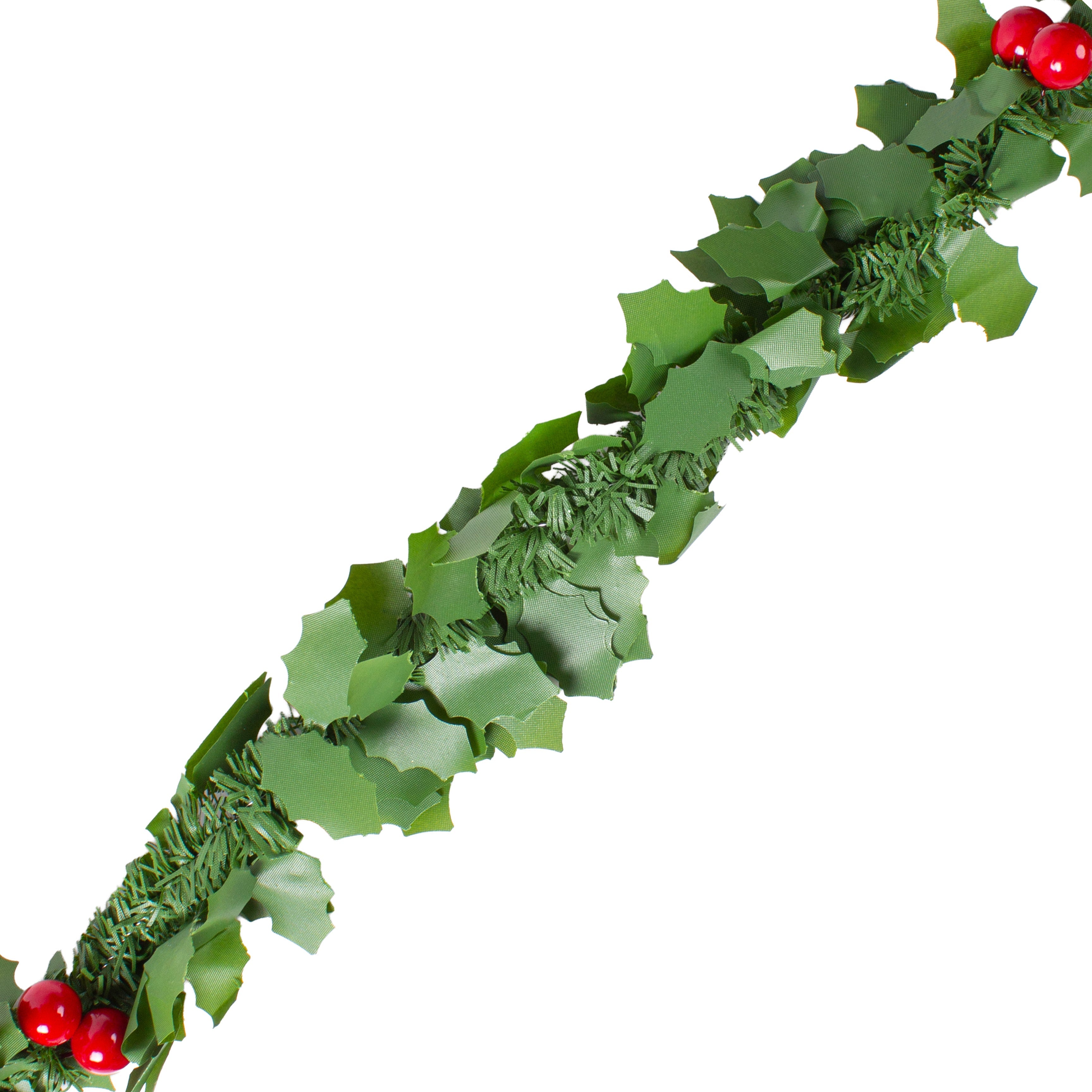 Christmas Holly Tinsel Garland with Berries Green 2m 1pc