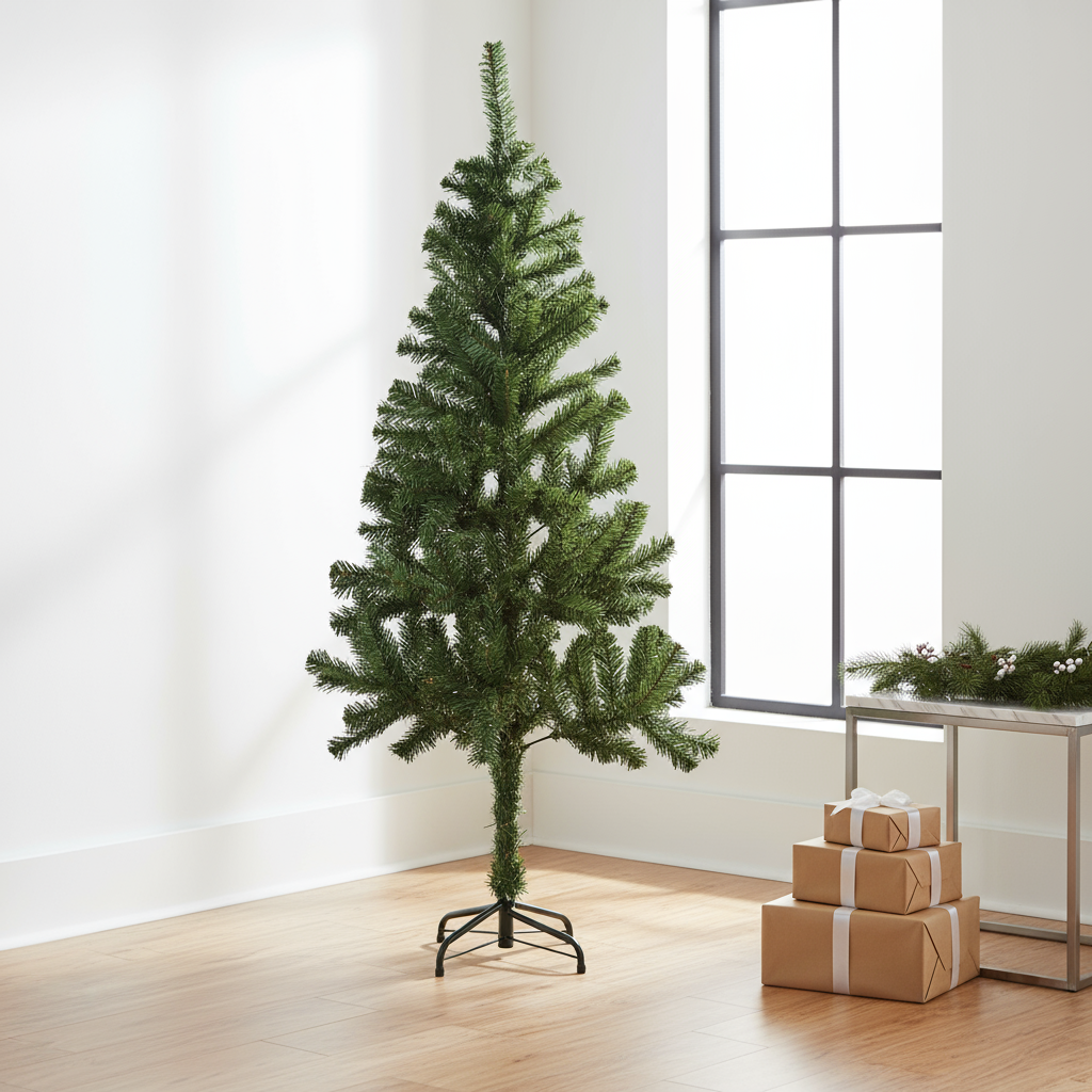 7 Feet - Christmas Festive Tree with Metal Stand 800 Branches (210cm) 1pc  (Ornaments Combo)