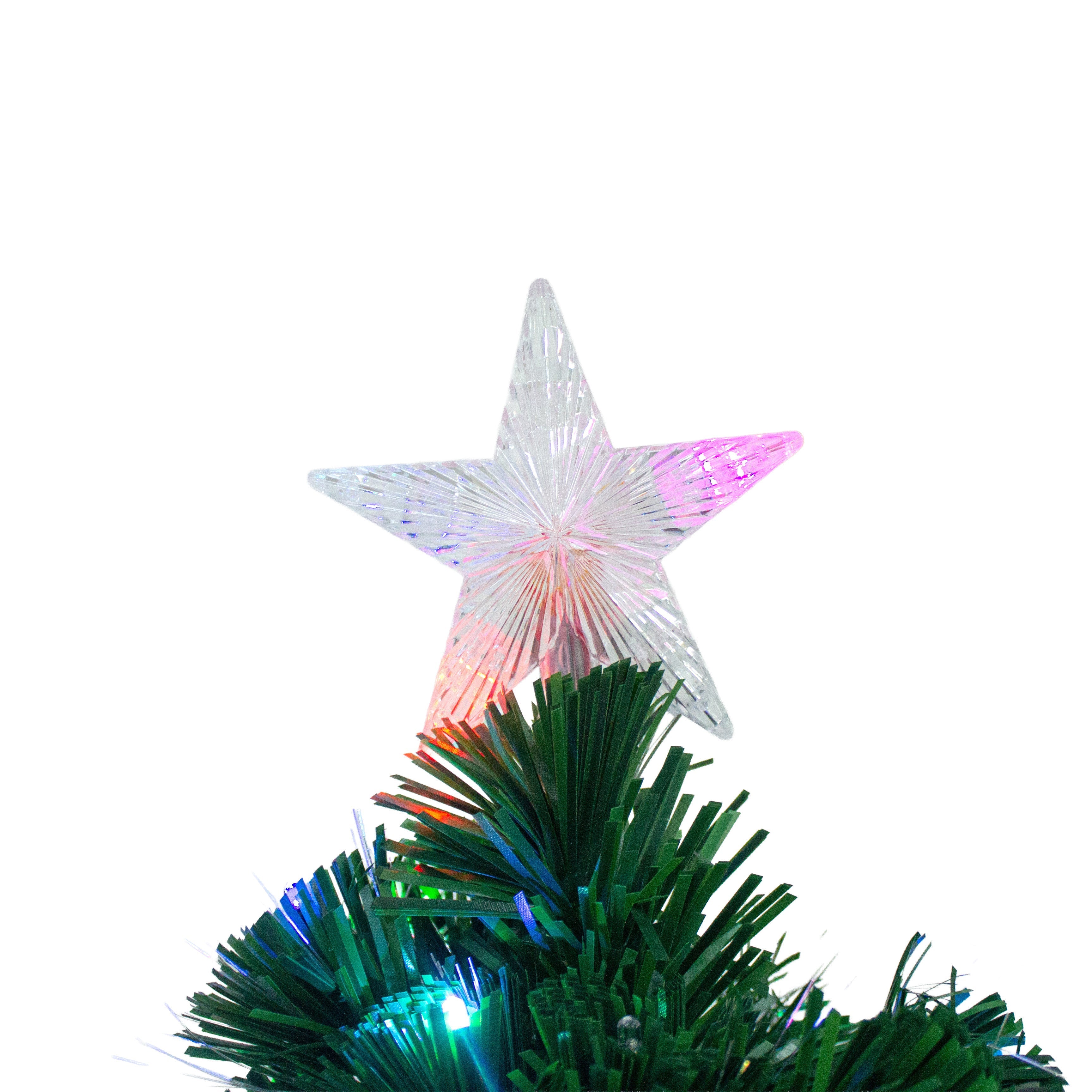 4 Feet - Christmas LED Fibre Optic Tree with Colour Changing Lights & Star 140 Branches 1pc  (Ornaments Combo)