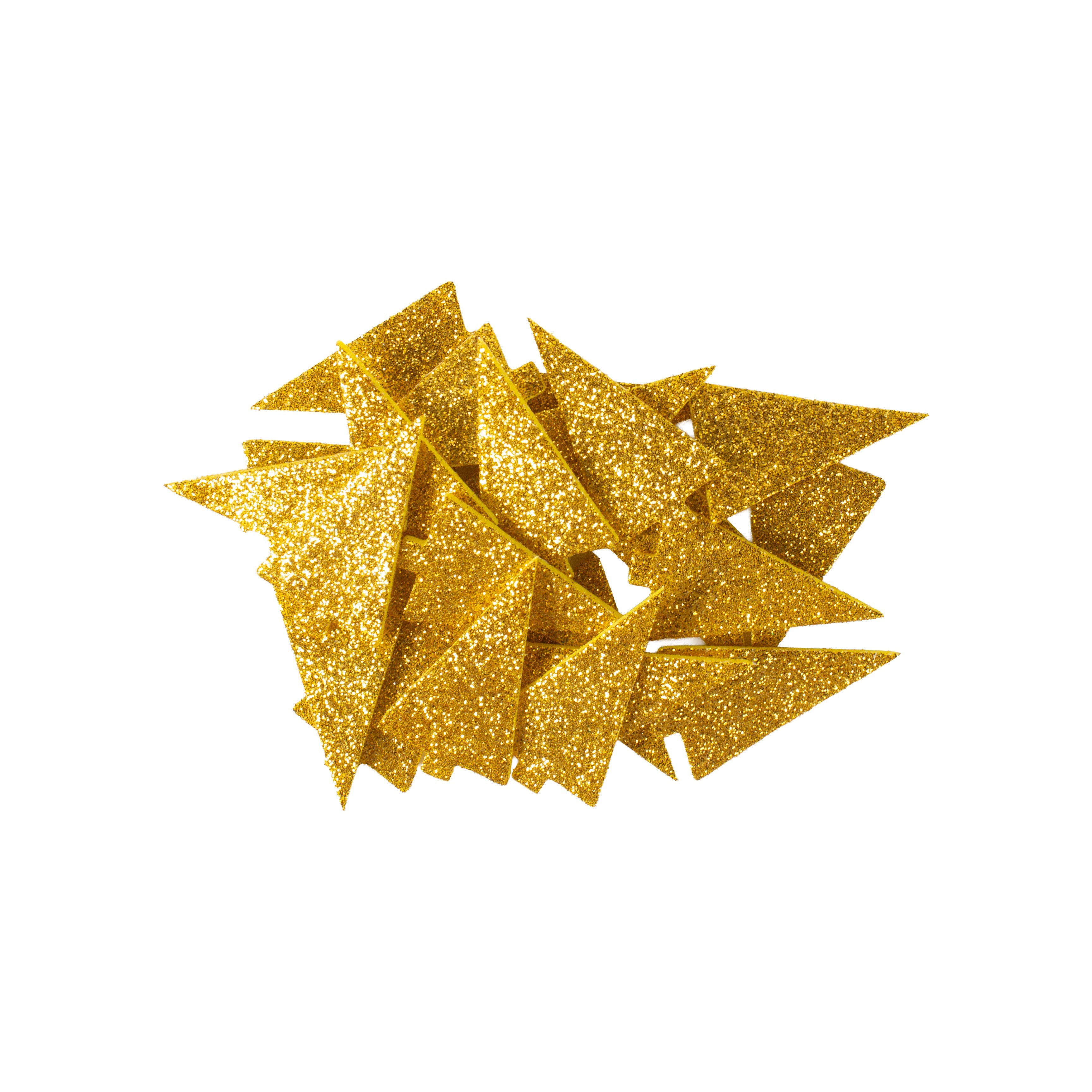 Christmas Self Adhesive Sparkle Fun Foam Shape Pine Gold 24pc