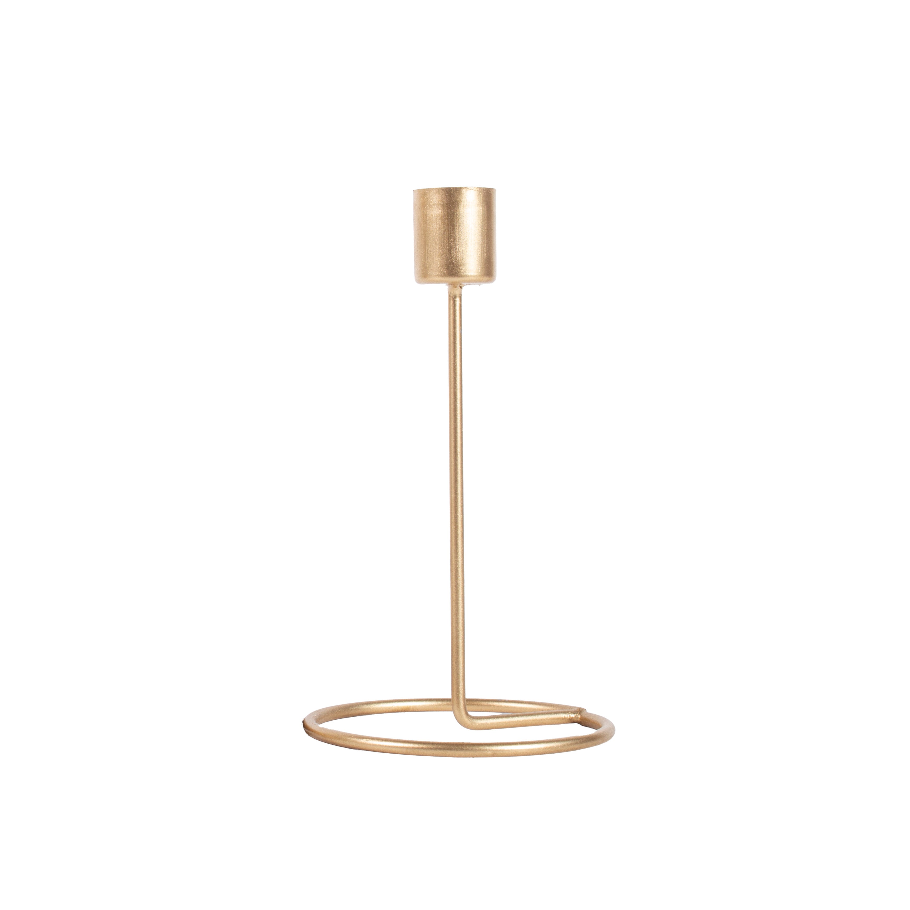 Gold Spiral Candle & Metal Candlestick Holder (Medium) Combo