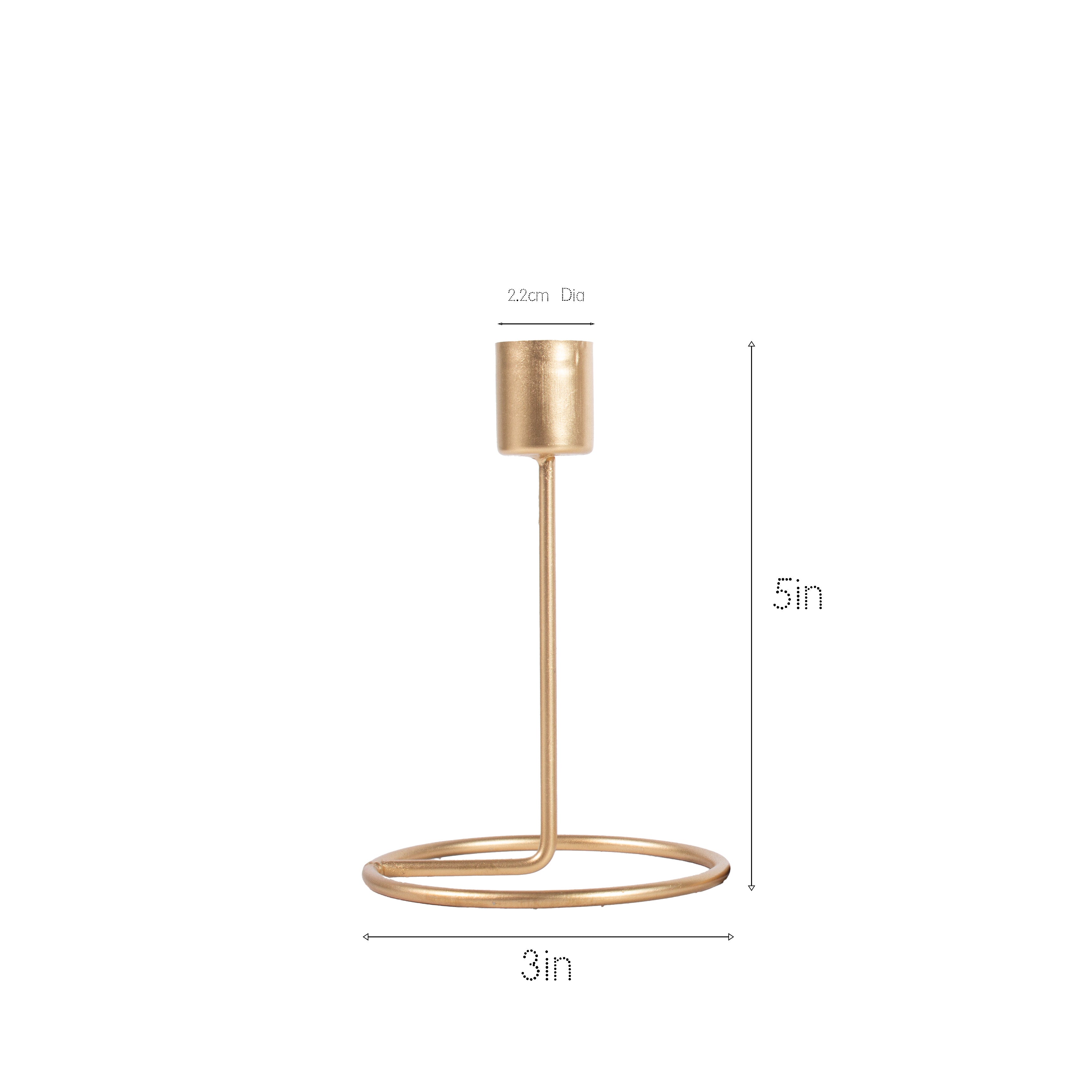 Metal Candlestick Holder Gold 5in x 3in x 2.2cm Dia 1pc