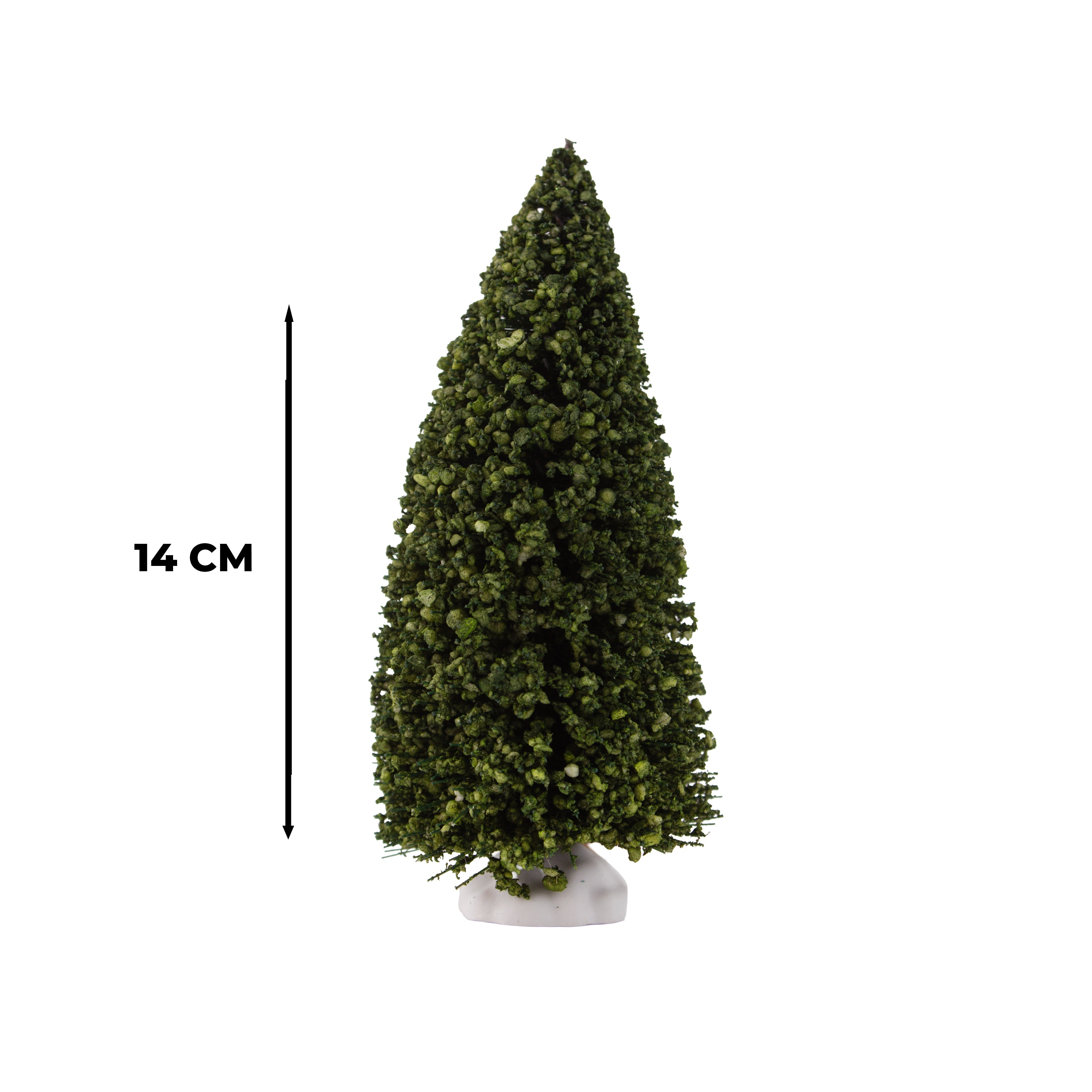 Flocked Bristle Tree with White Base Green 14cm 1pc