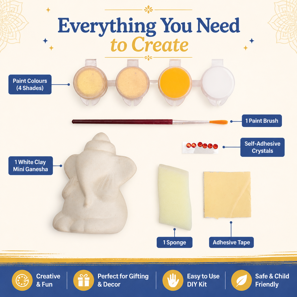 DIY Paint Your Mini Ganesha Decor Kit 5 X 8cm 1 BOX
