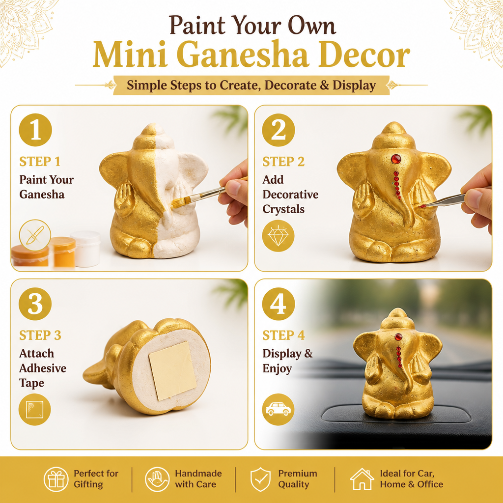 DIY Paint Your Mini Ganesha Decor Kit 5 X 8cm 1 BOX