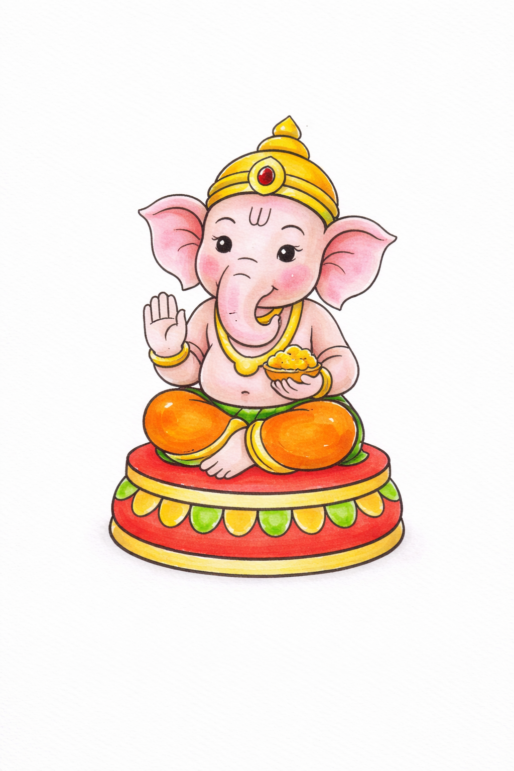 Pre-Printed Paintable Fridge Magnets Lord Ganesha 2pc