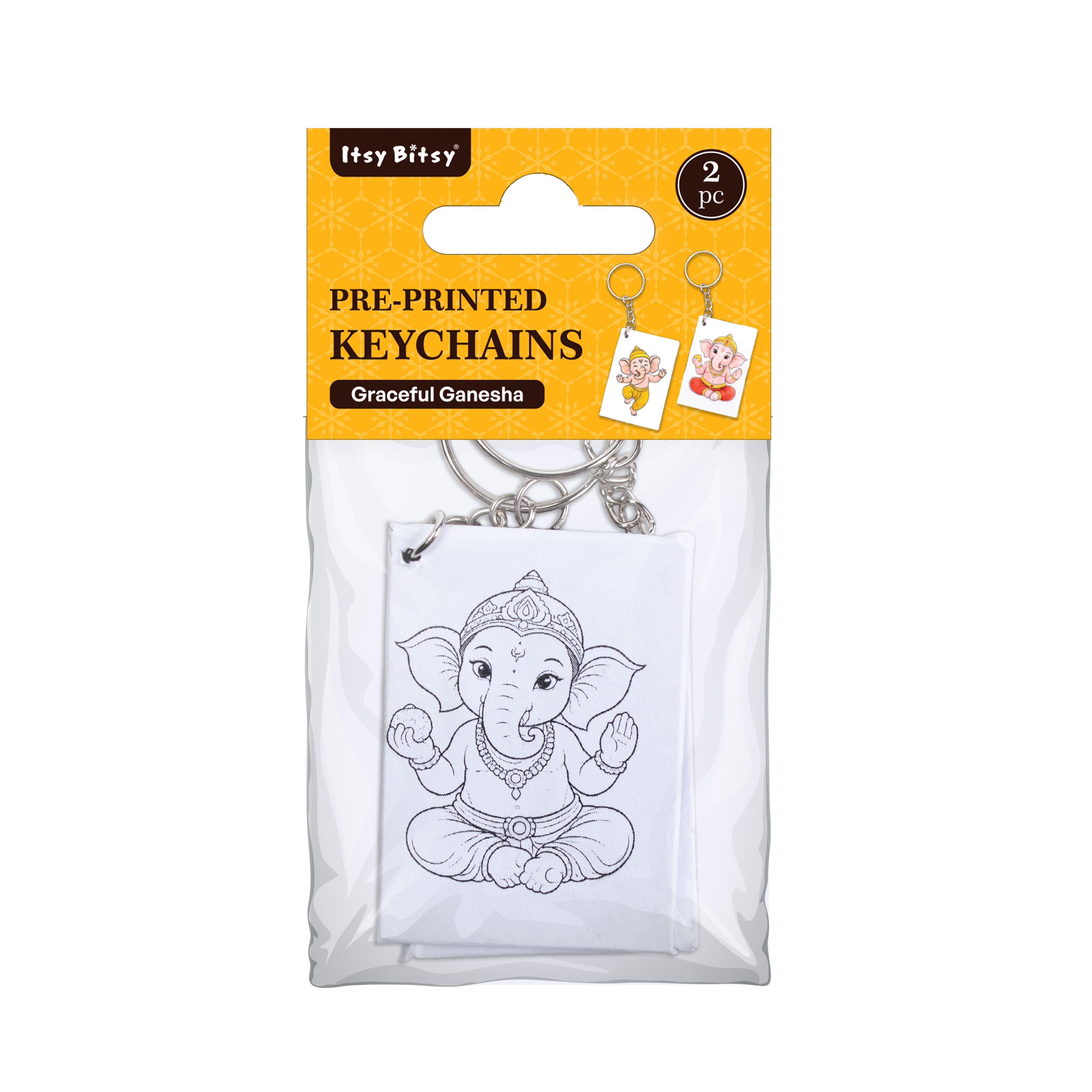 Pre-Printed Paintable Keychain Divine Ganesha 2pc