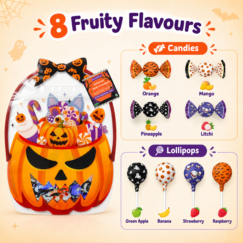 Assorted Candy Pouch Jack-o-lantern 225gm