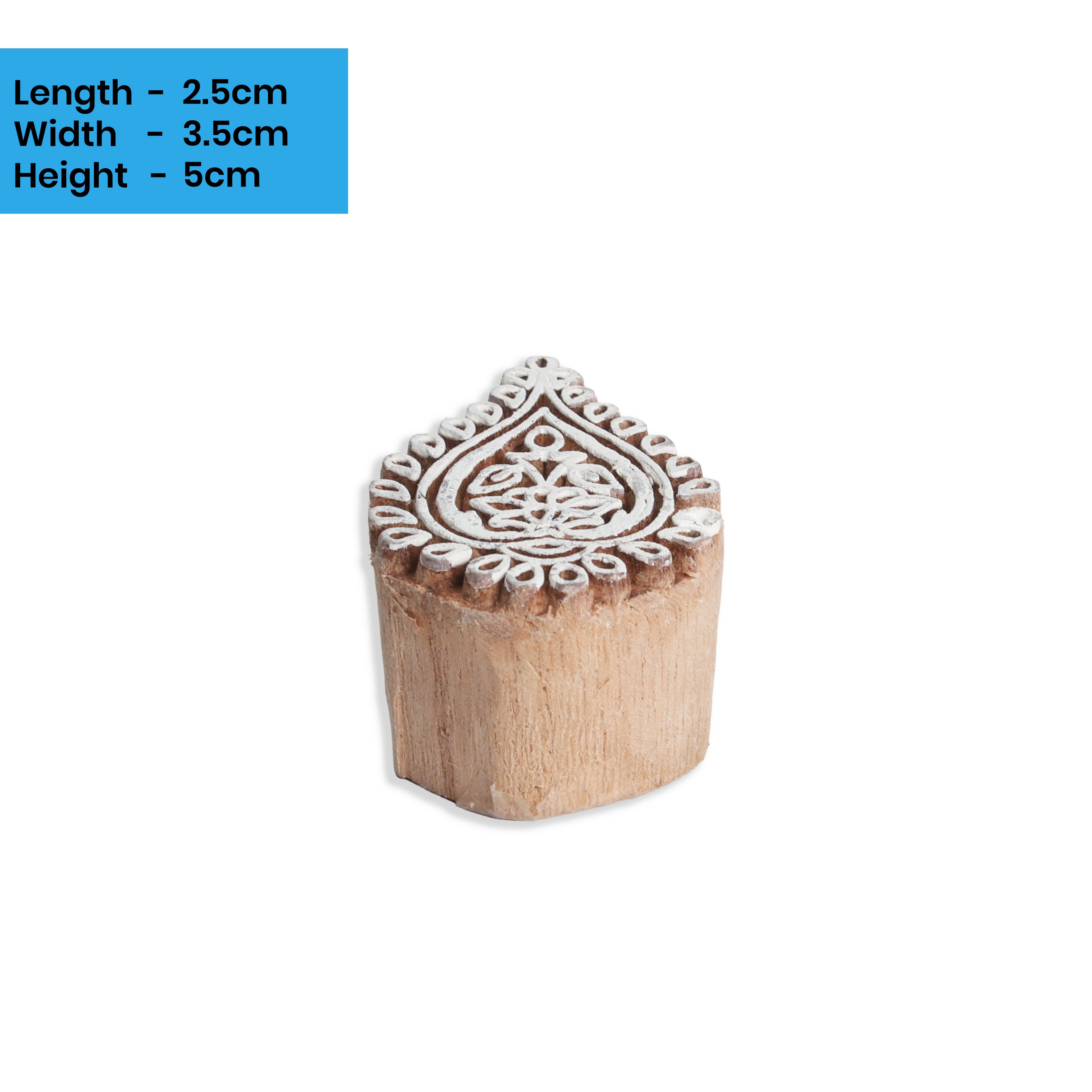 Hand Carved Wooden Printing Block Floral Impression W 1.5inch X L 1 inch 1pc