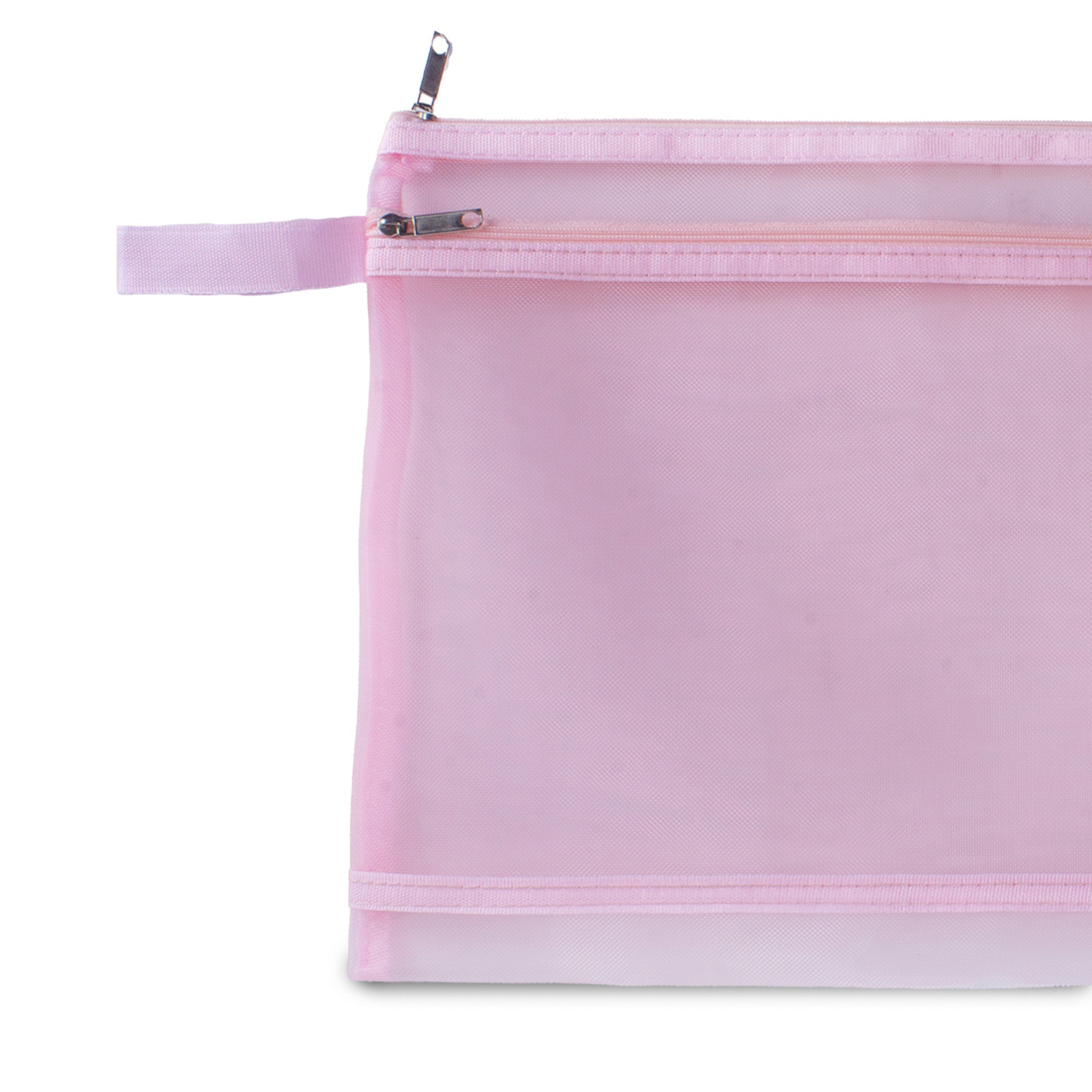 Mesh Pouch with Double Zip Pink A4 1pc