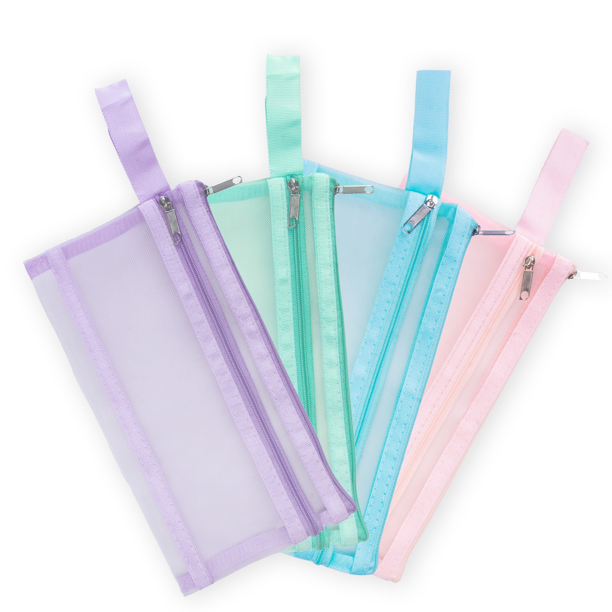 Mesh Pouch with Double Zip Pink A6 1pc