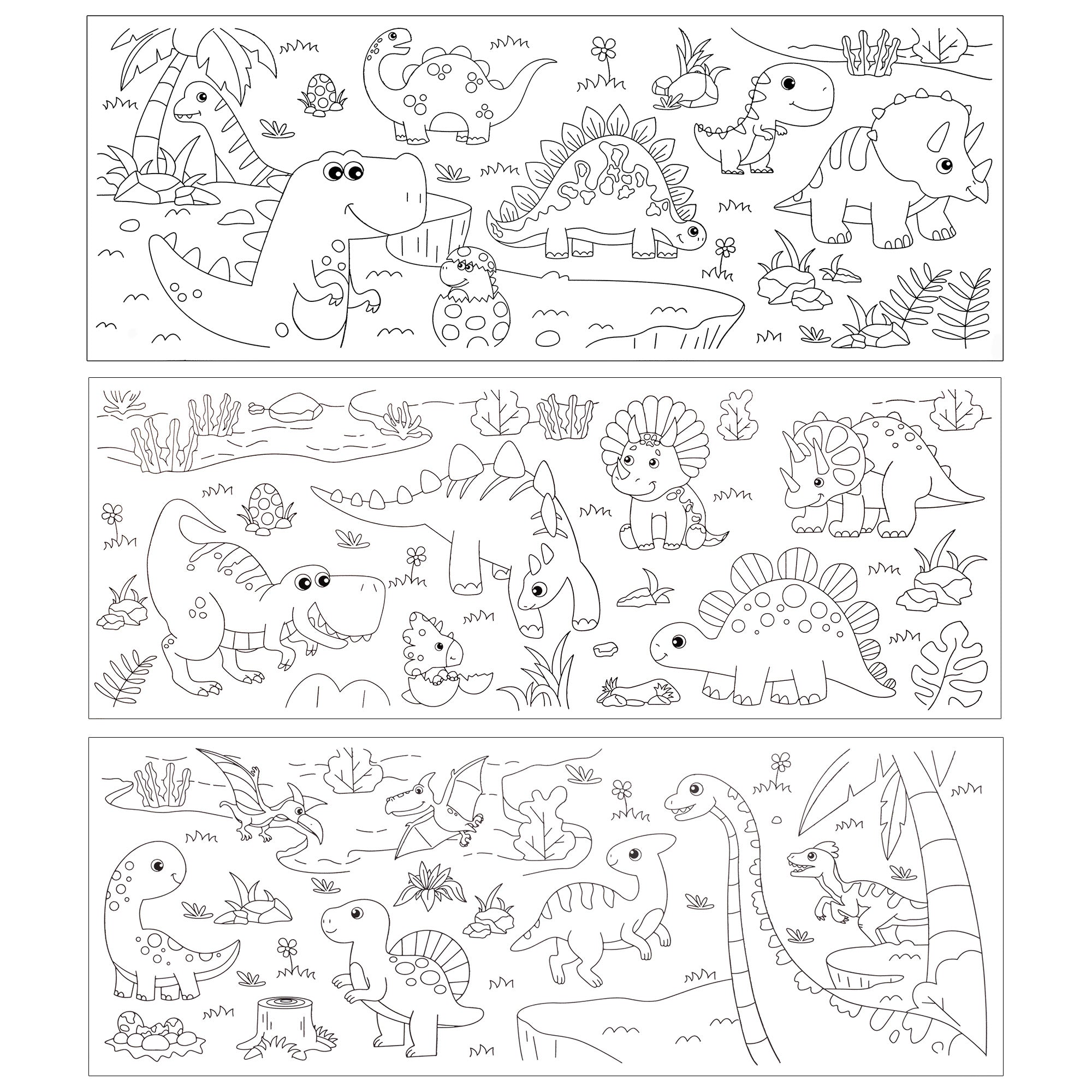 Repositionable Creative Colouring Paper Roll Dinosaur Paradise 3mtr X W38cm 1 BOX