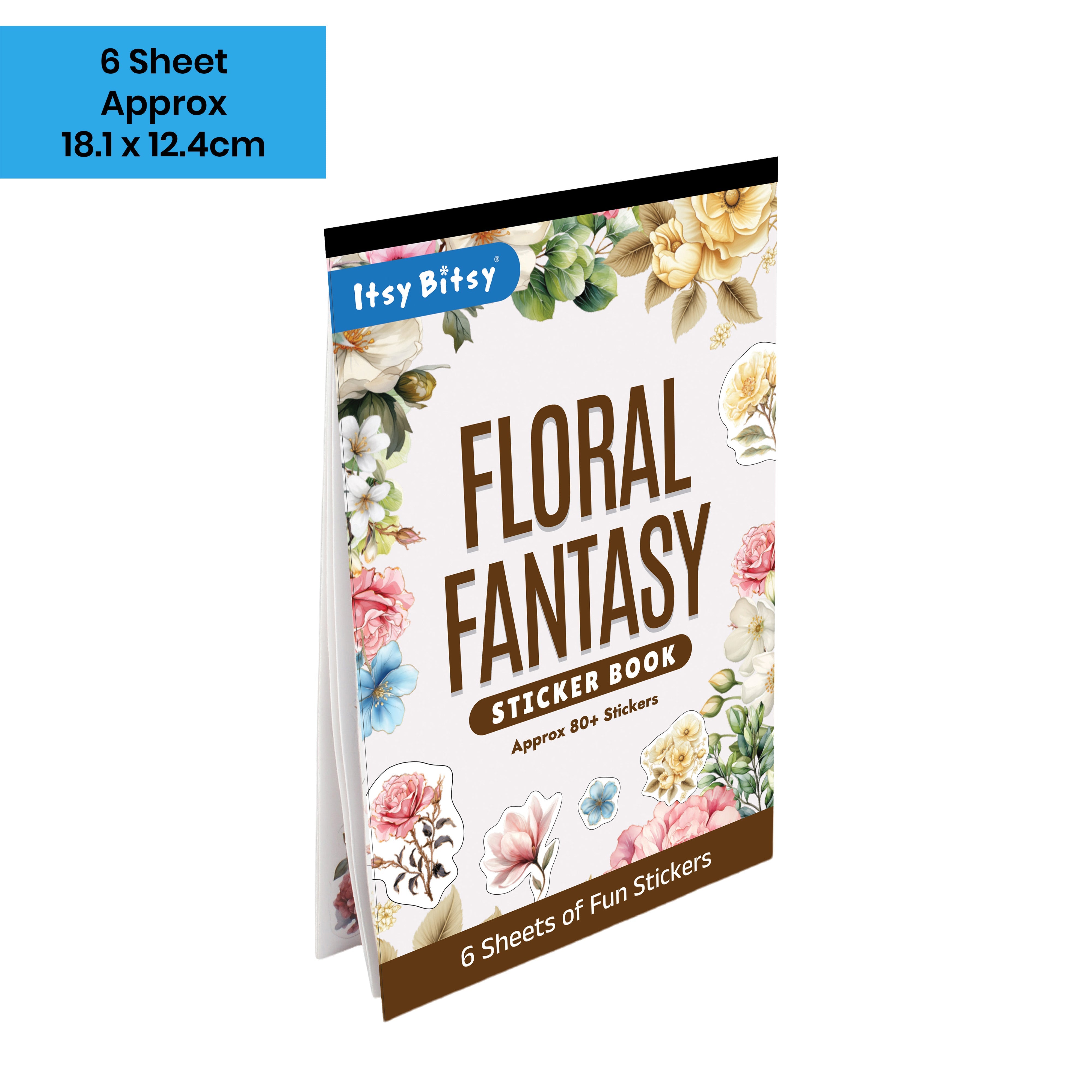 Sticker Book Floral Fantasy Approx 18.1 X 12.4cm 6 Sheets
