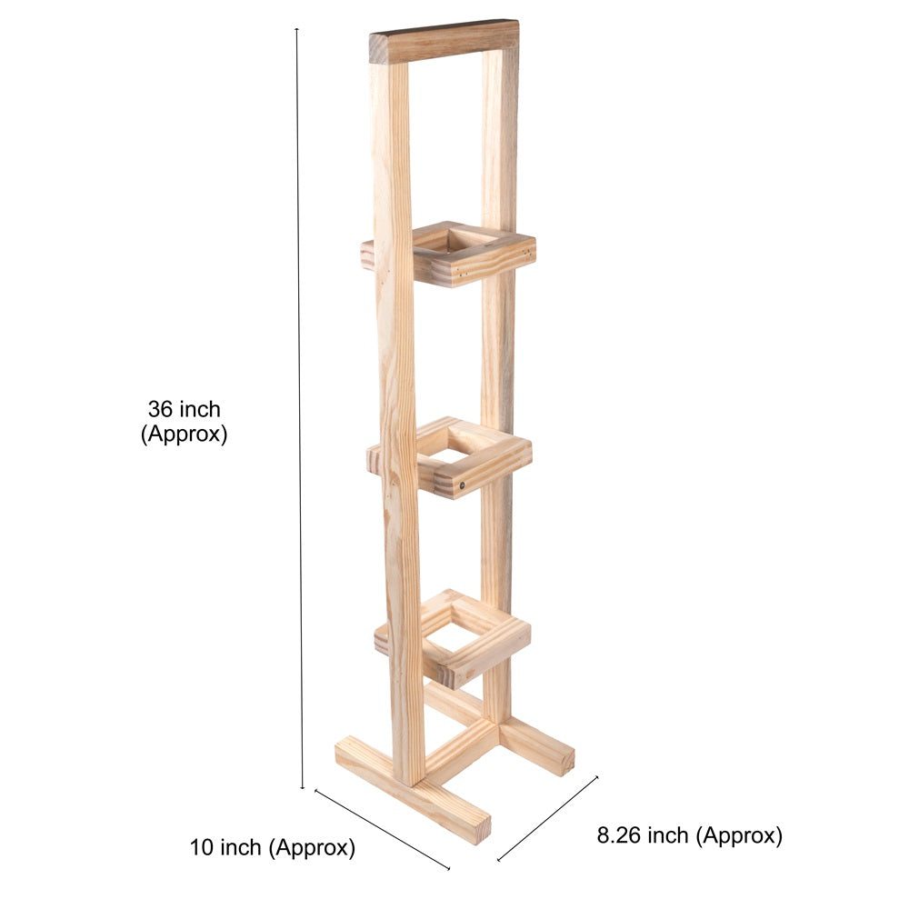 Pinewood 3 Tier Planter Stand, Approx. L8.26in x W 10in x H36in, 1pc