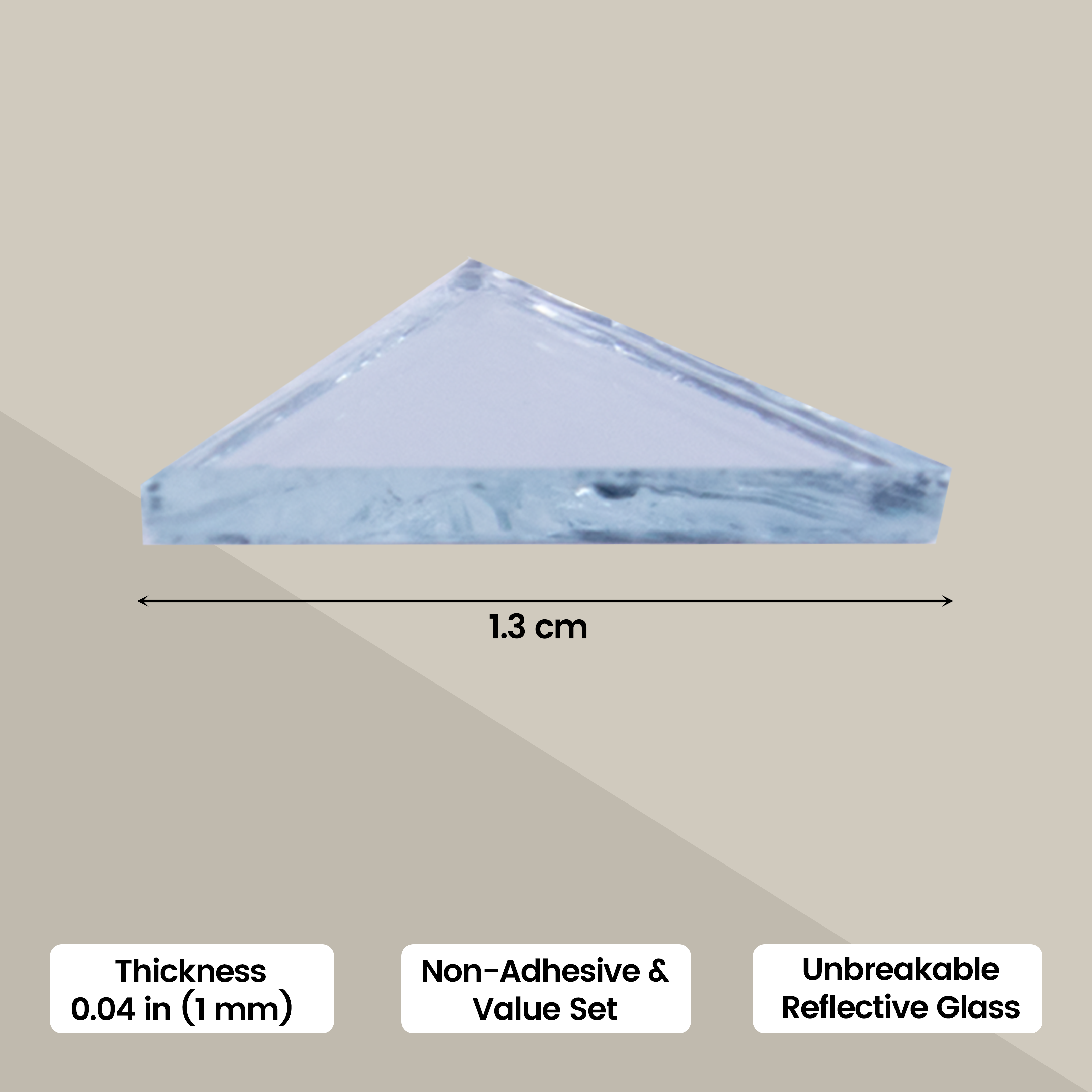 Cut Mirror Triangular 12Mm 50Gms Approx 222pc