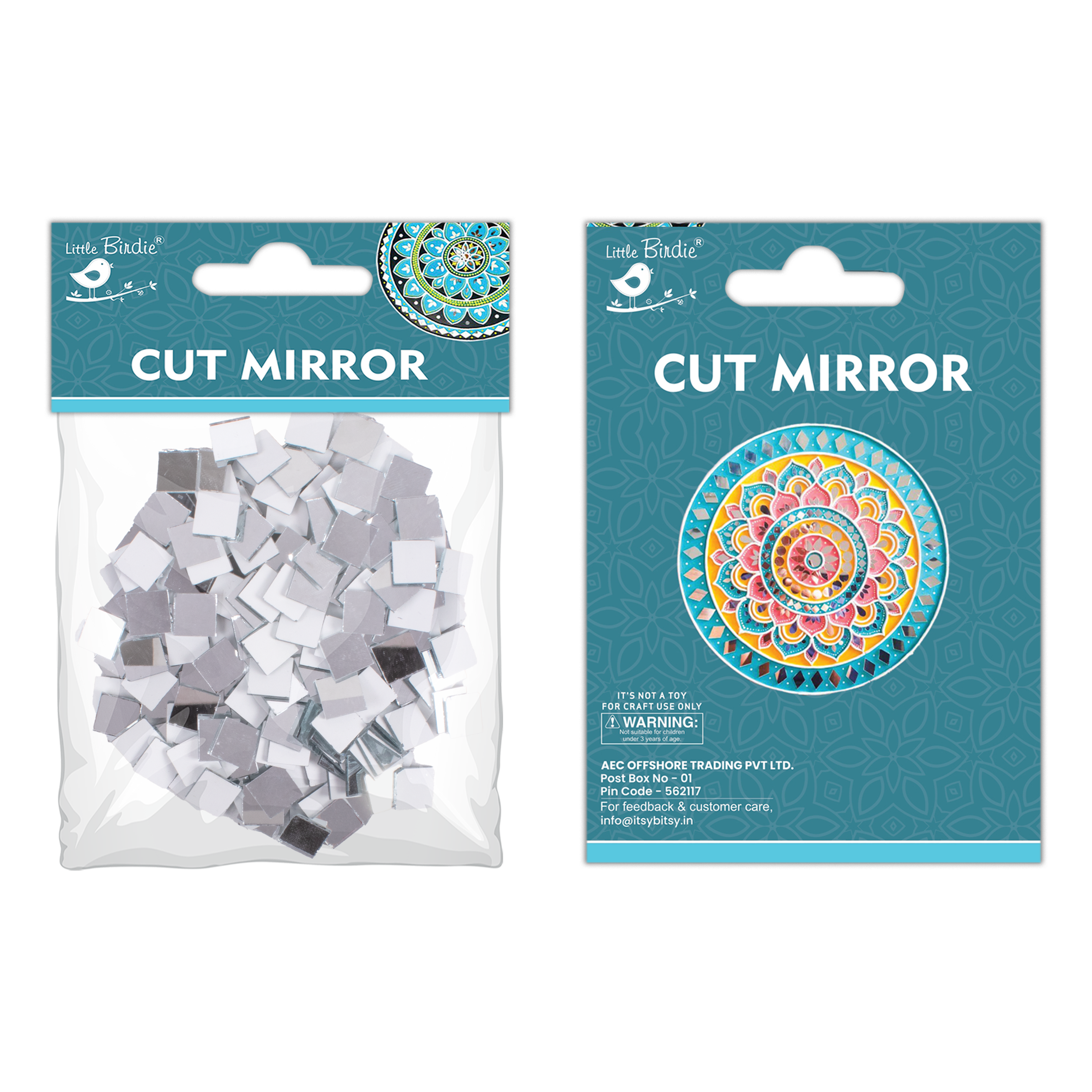 Cut Mirror Square 10Mm 50Gms Approx 182pc