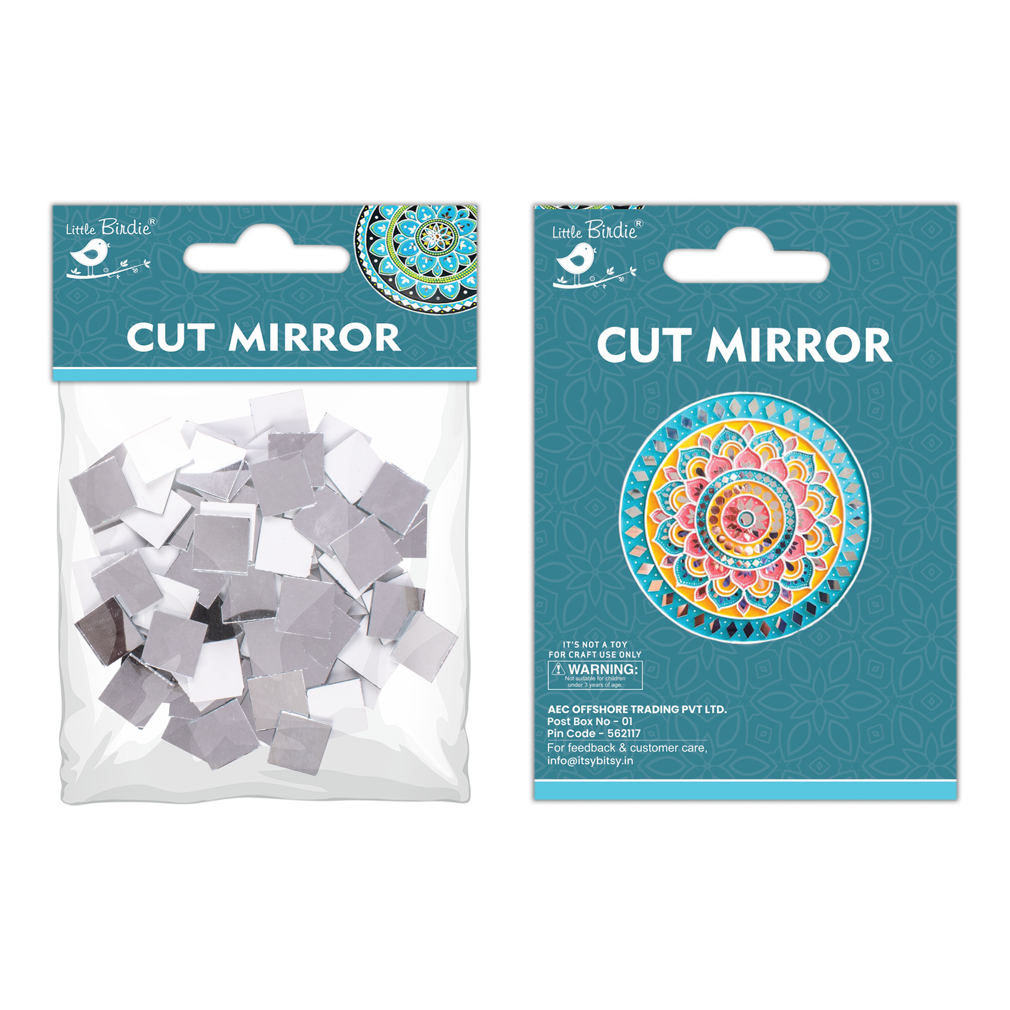 Cut Mirror Square 14Mm 50Gms Approx 82pc