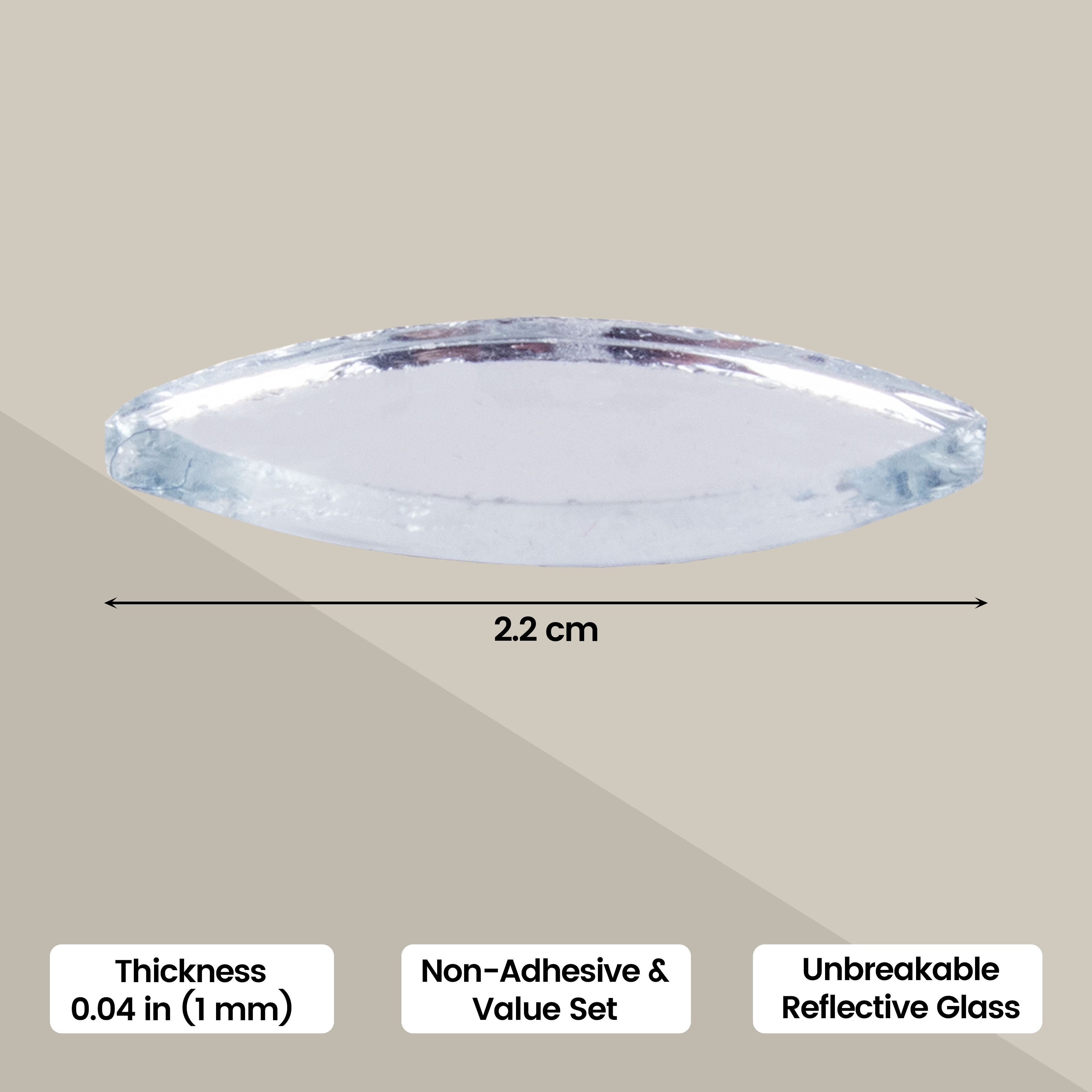 Cut Mirror Leaf 20Mm 50Gms Approx 151pc