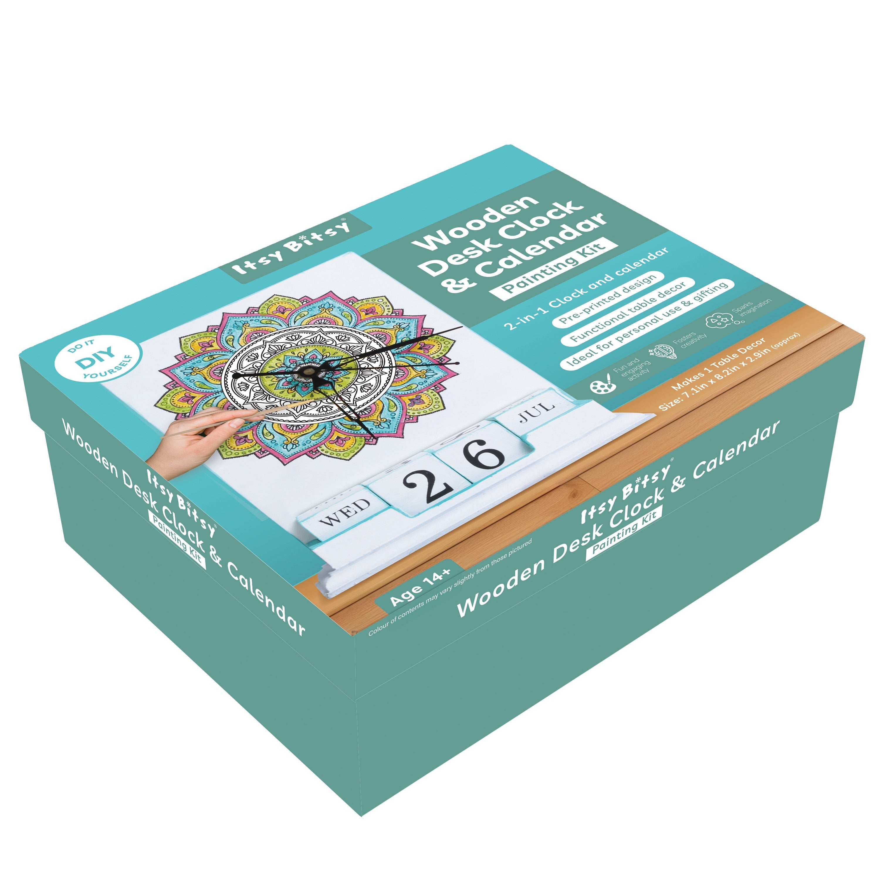 DIY Wooden Desk Clock and Calendar Colouring Kit 1 Box