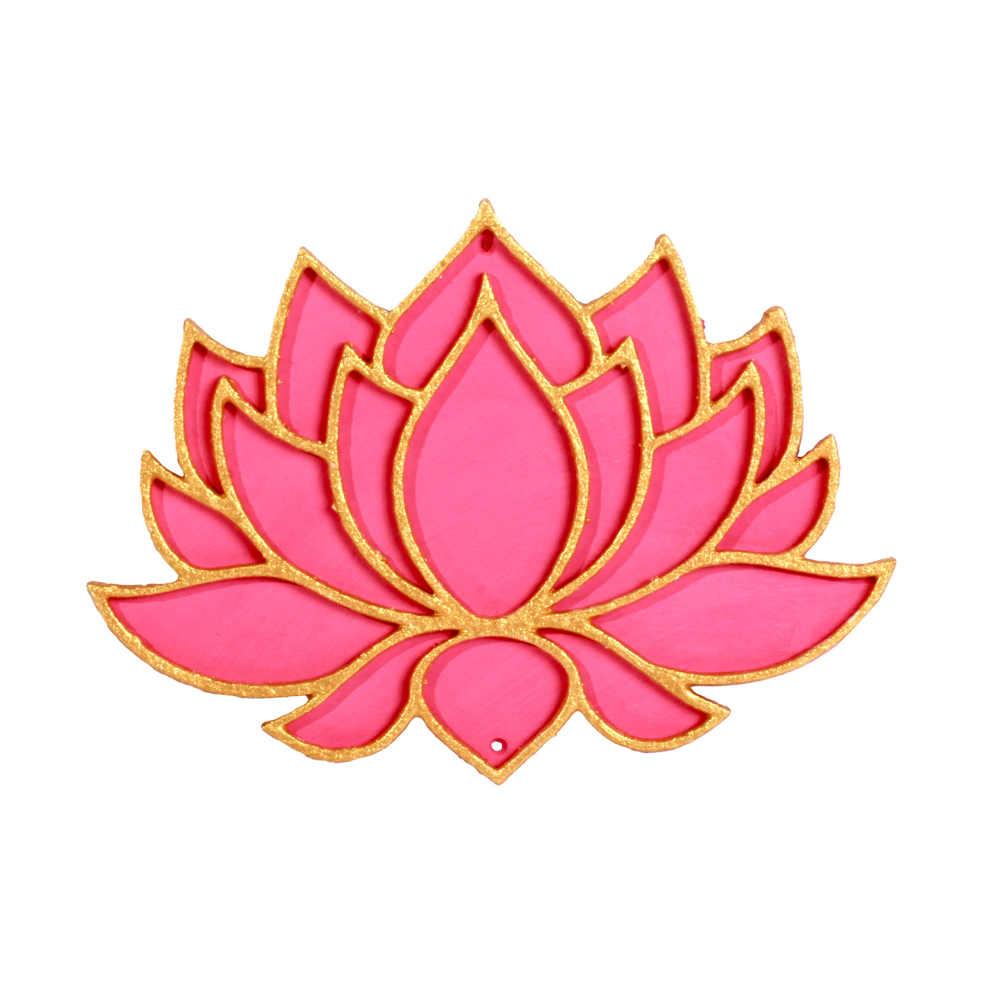 Lotus Hanging Decor Pink & Gold Approx 4 X 3inch 2mm Thick 1pc