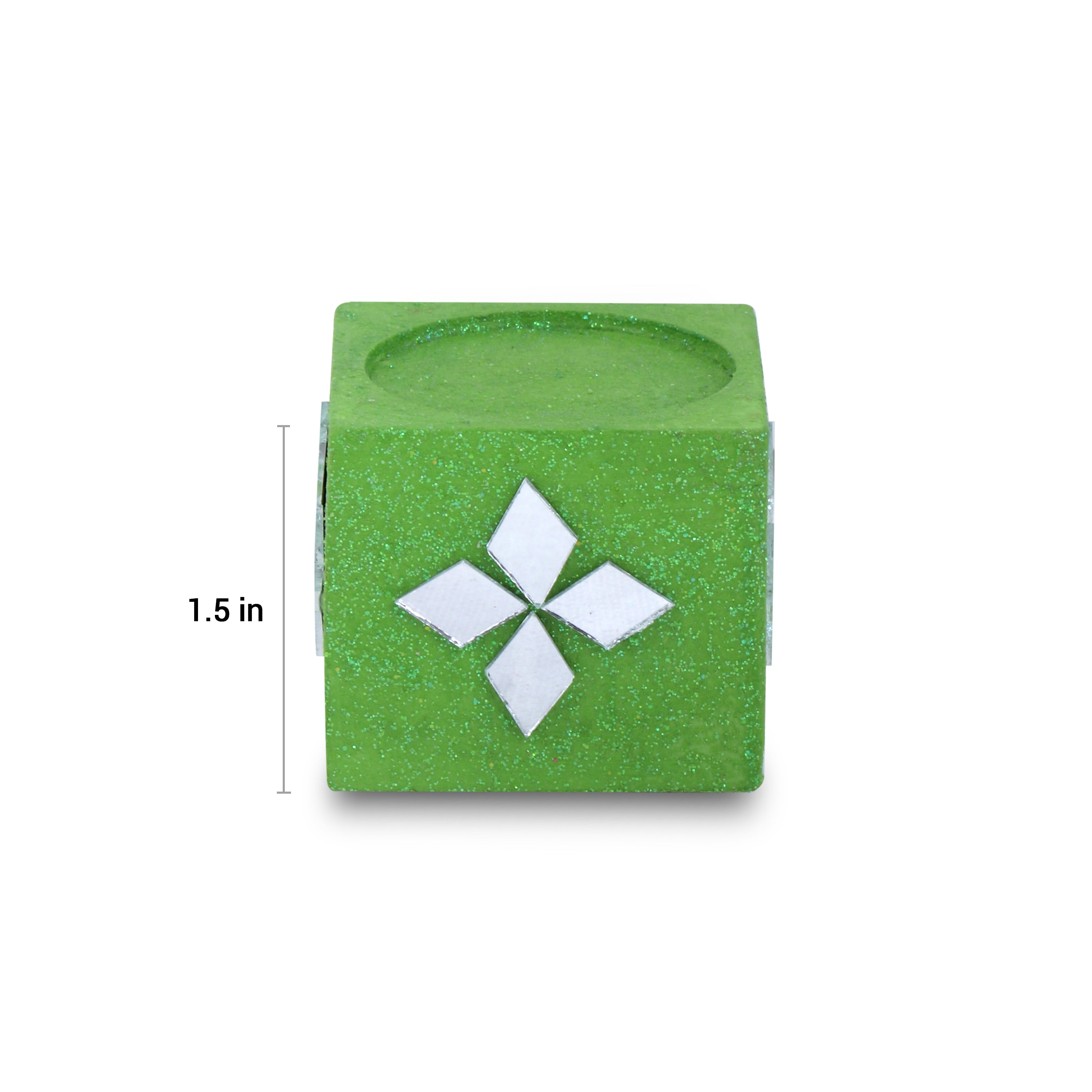 Mirror Art Tealight Holder Florista Green 1.5inch 1pc ( Candle Included 1pc)