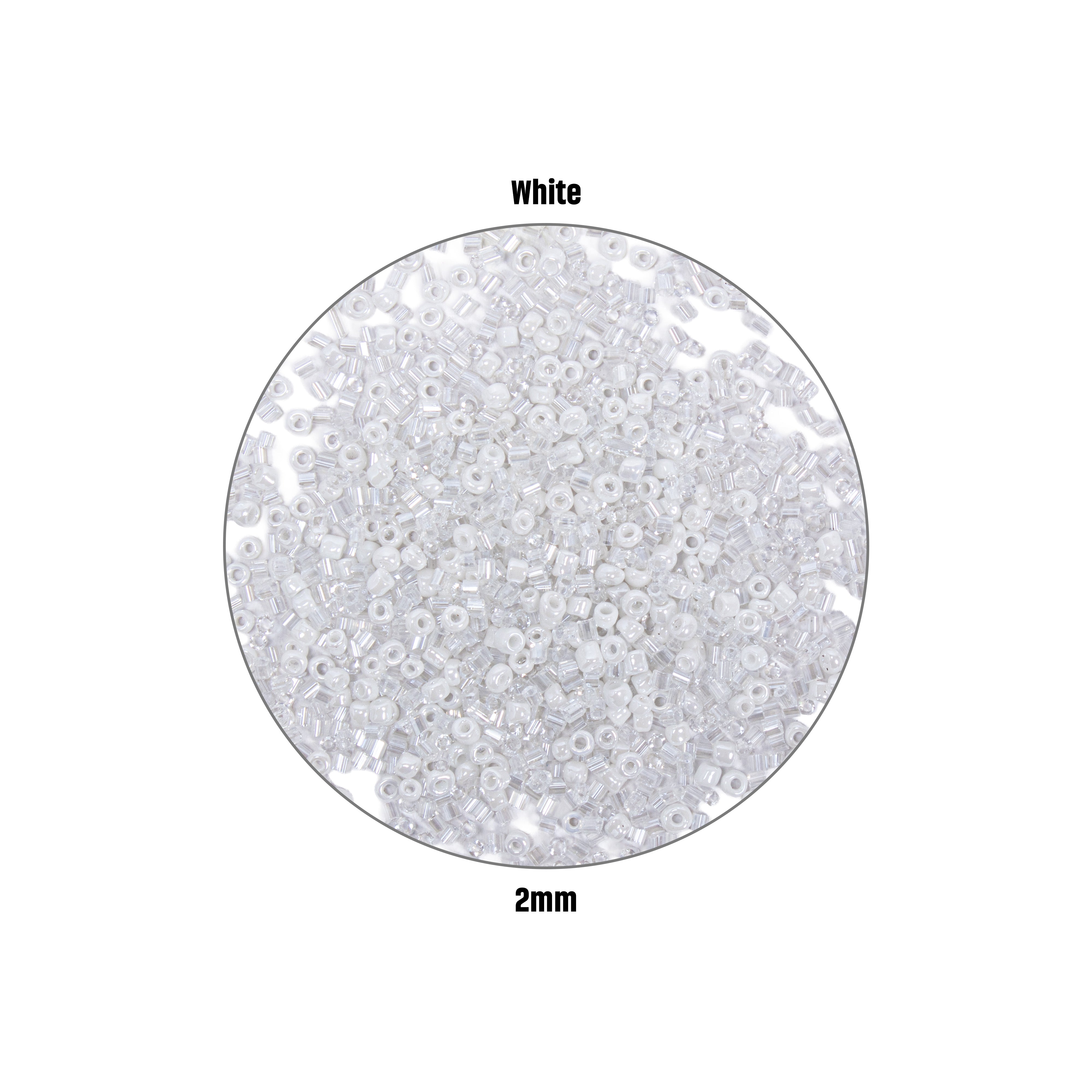 Seed Beads (White, Parrot Green & Yellow) 2mm 3 layer Each 10grm