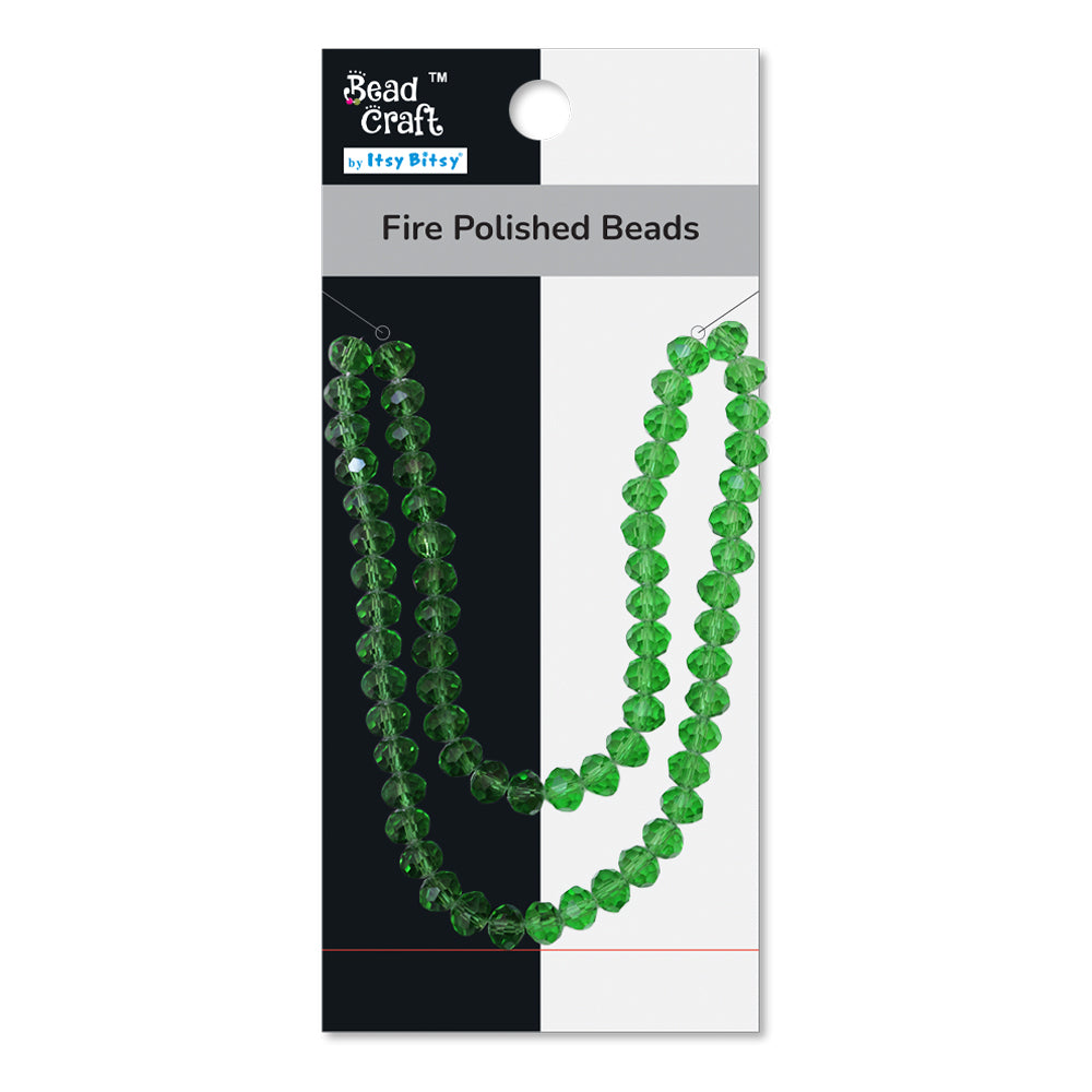 Fire Polished Beads Emerald Crystal 8mm 1 String