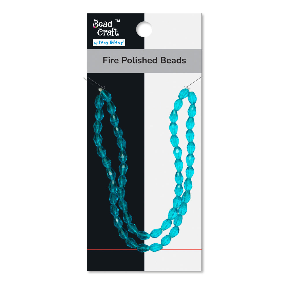 Fire Polished Beads Aquamarine Crystal 6/8mm 1 String