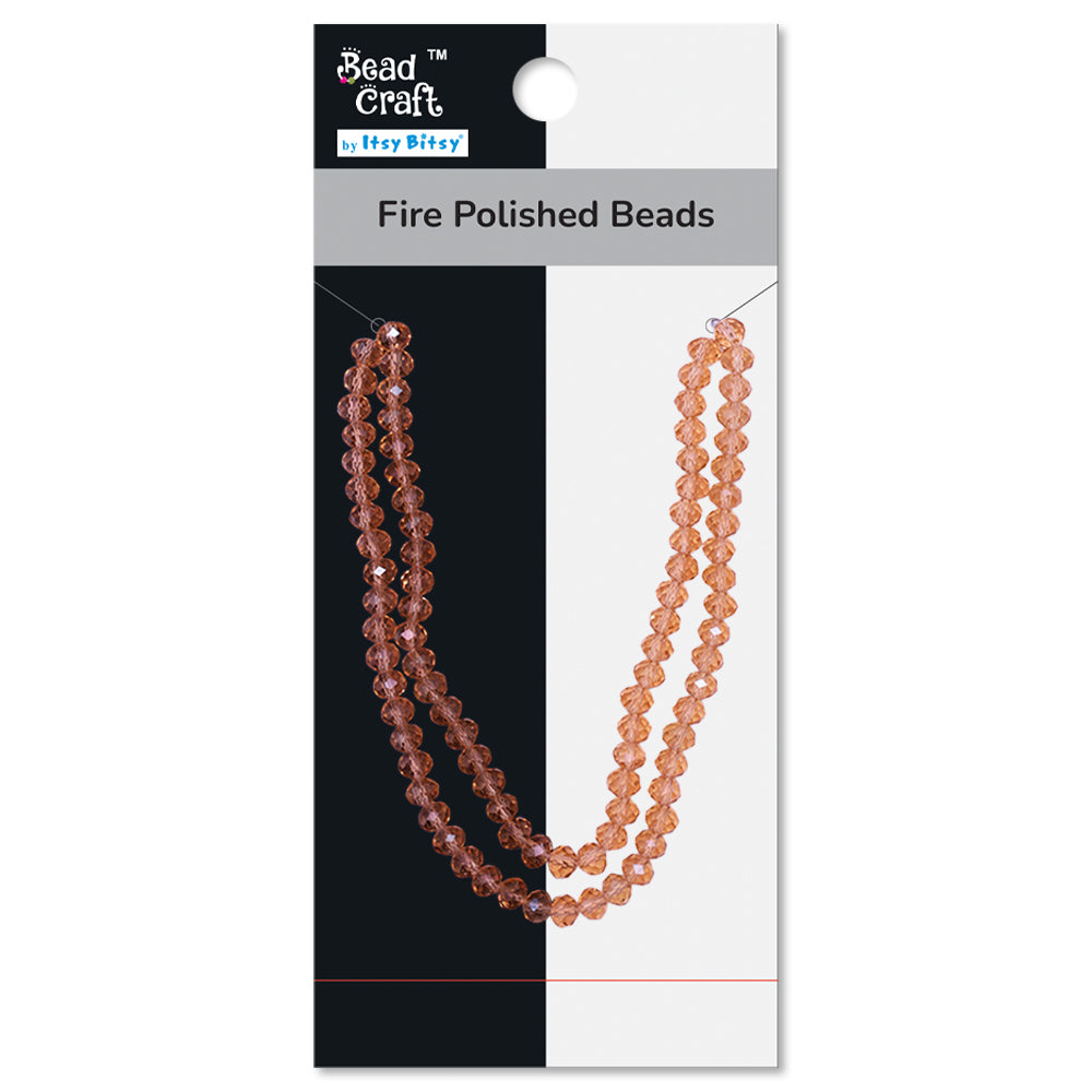 Fire Polished Beads Pink Crystal 6mm 1 String