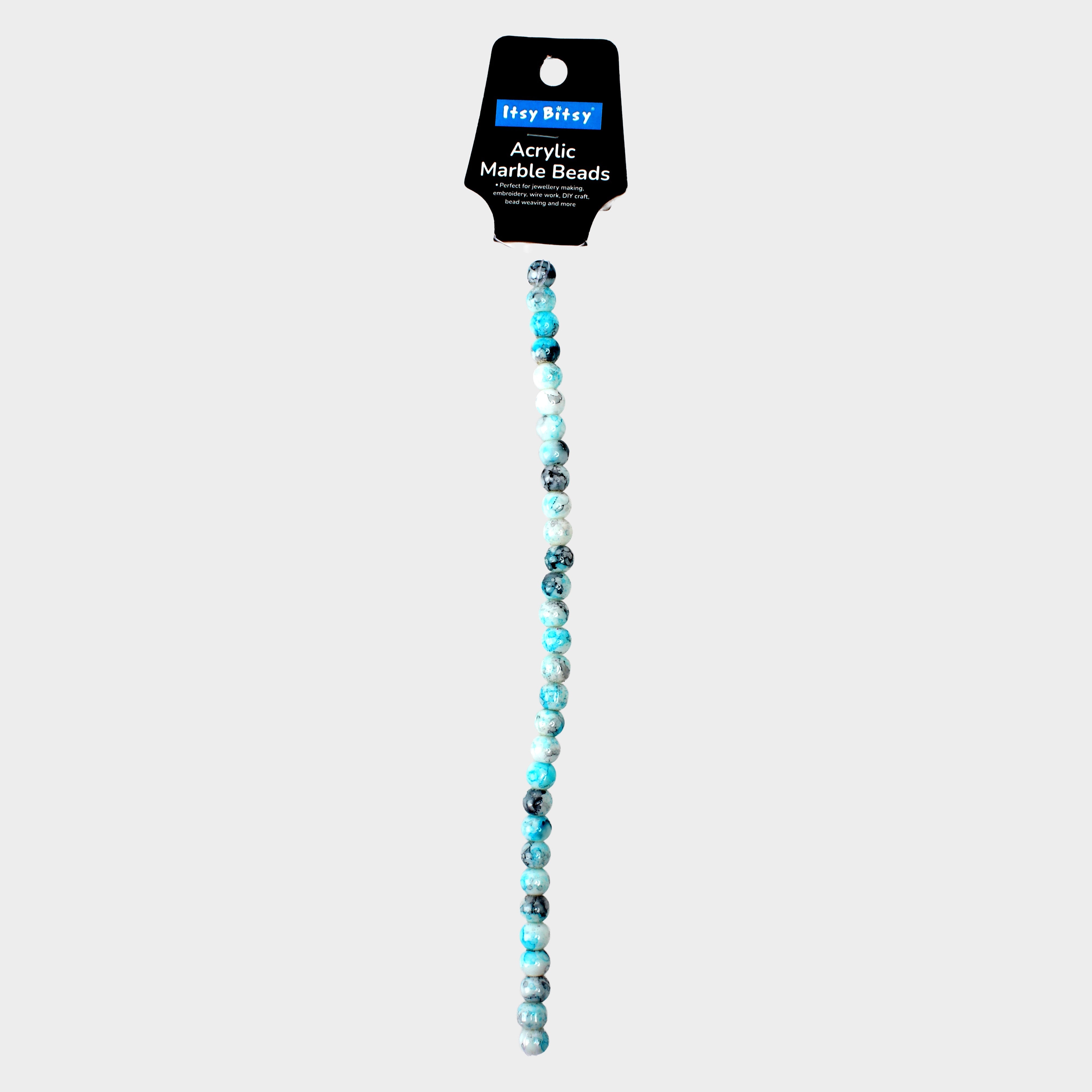 Acrylic Marble Beads Inky Fusion 1 String