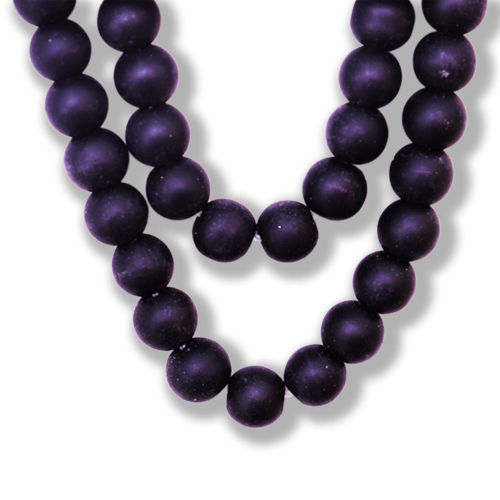 Glass Beads Ebony Black Matte Finish 1 String