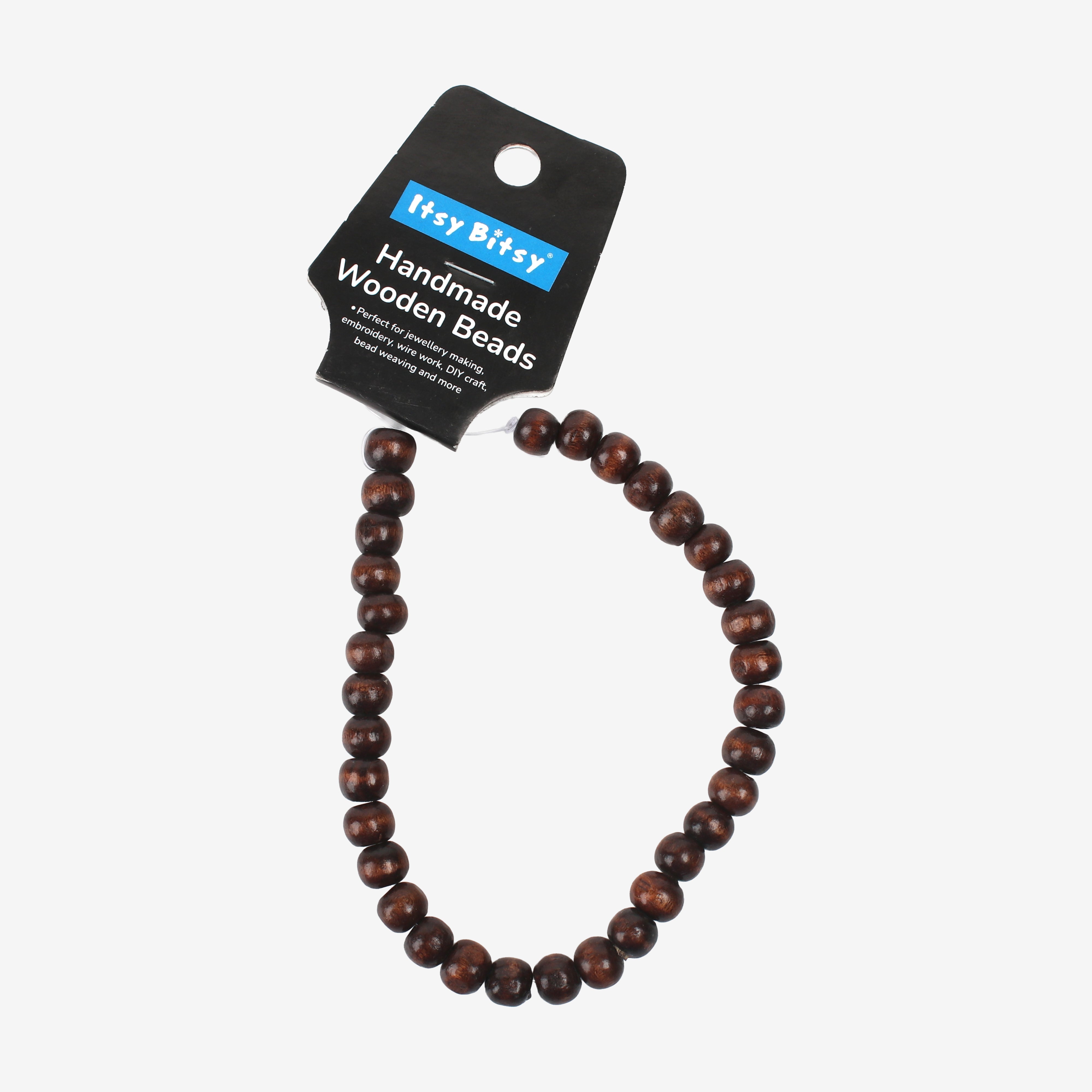Handmade Wooden Beads Dark Brown 8mm String