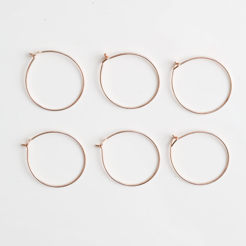 Jewellery Findings Ear Hoops Round 2.5Cm Dia Rose Gold6 Pcs