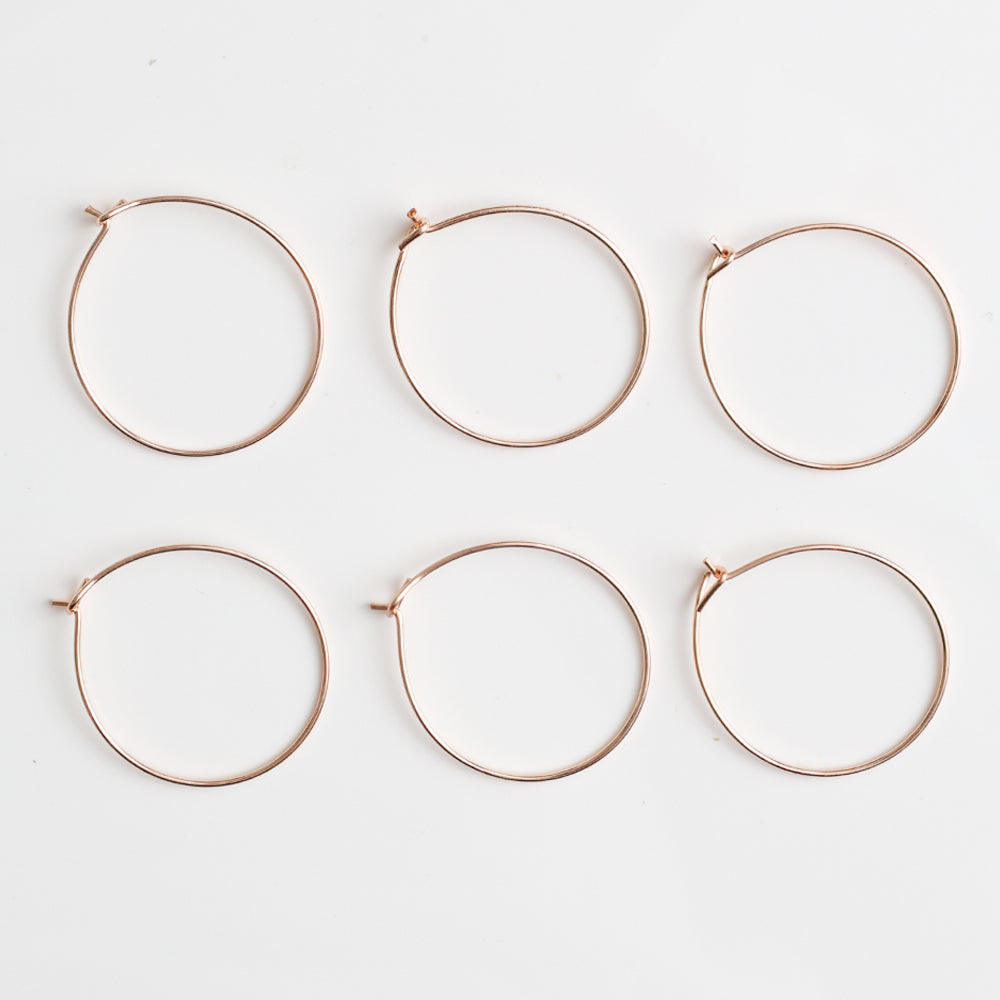 Jewellery Findings Ear Hoops Round 40Mm Dia Rose Gold 6 Pcs