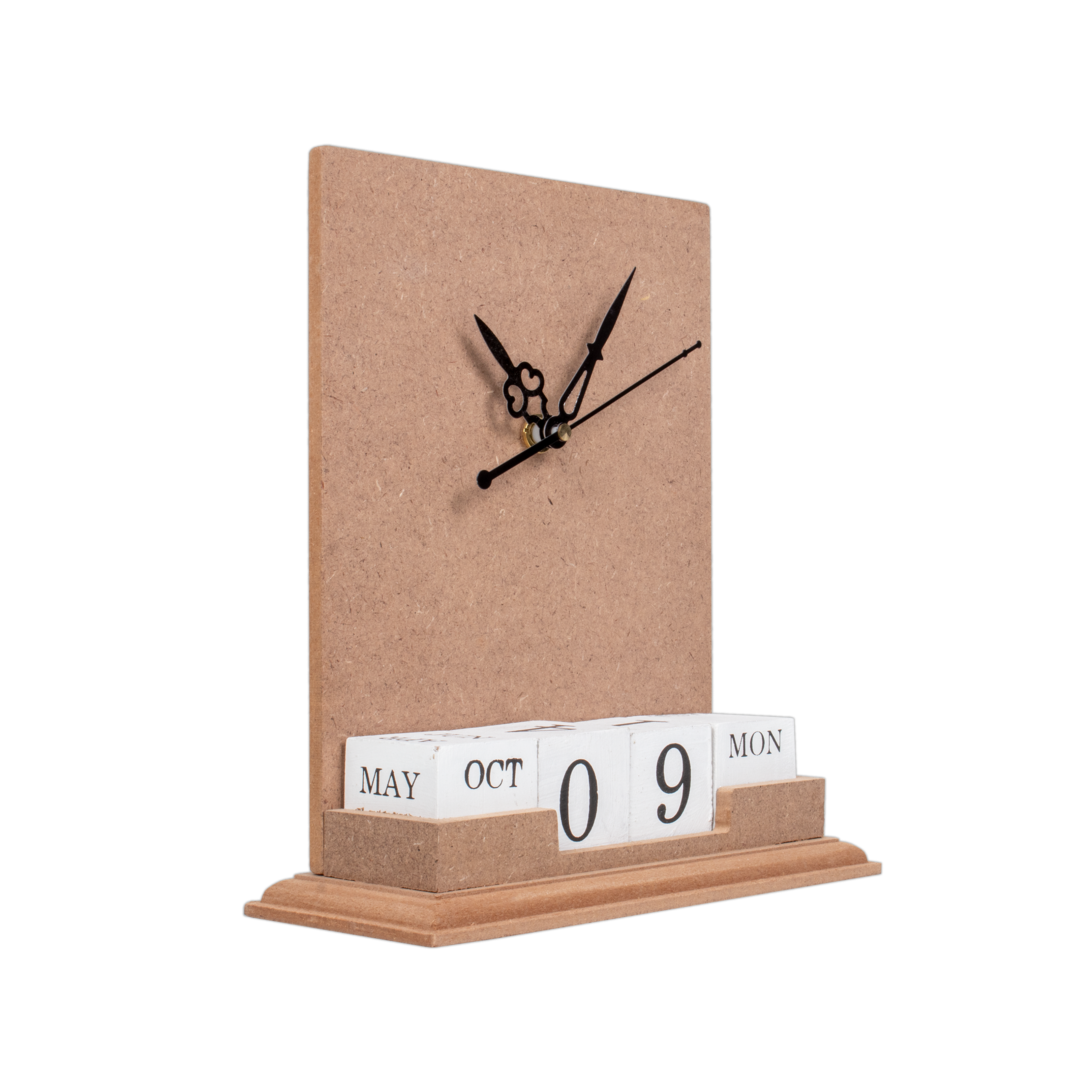 MDF Table Clock with Calendar L 8.2 X W7.1inch 1pc