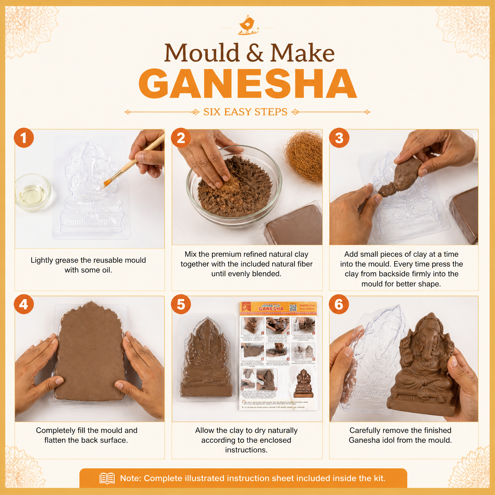DIY Natural Clay Ganesha - Mould and Make Kit