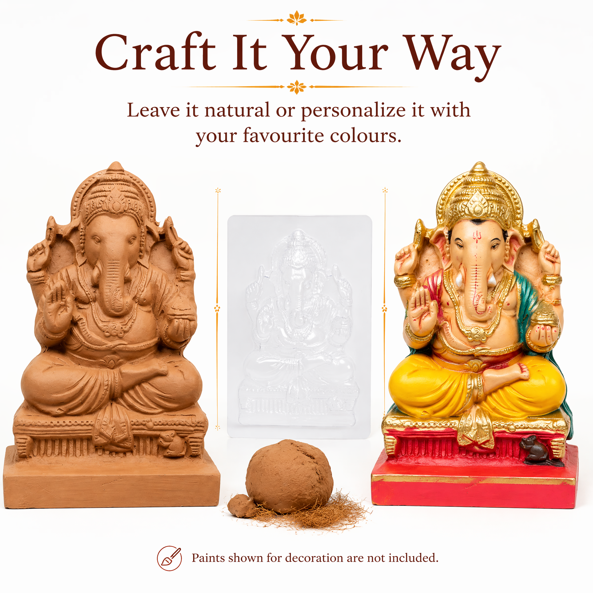 DIY Natural Clay Ganesha - Mould and Make Kit