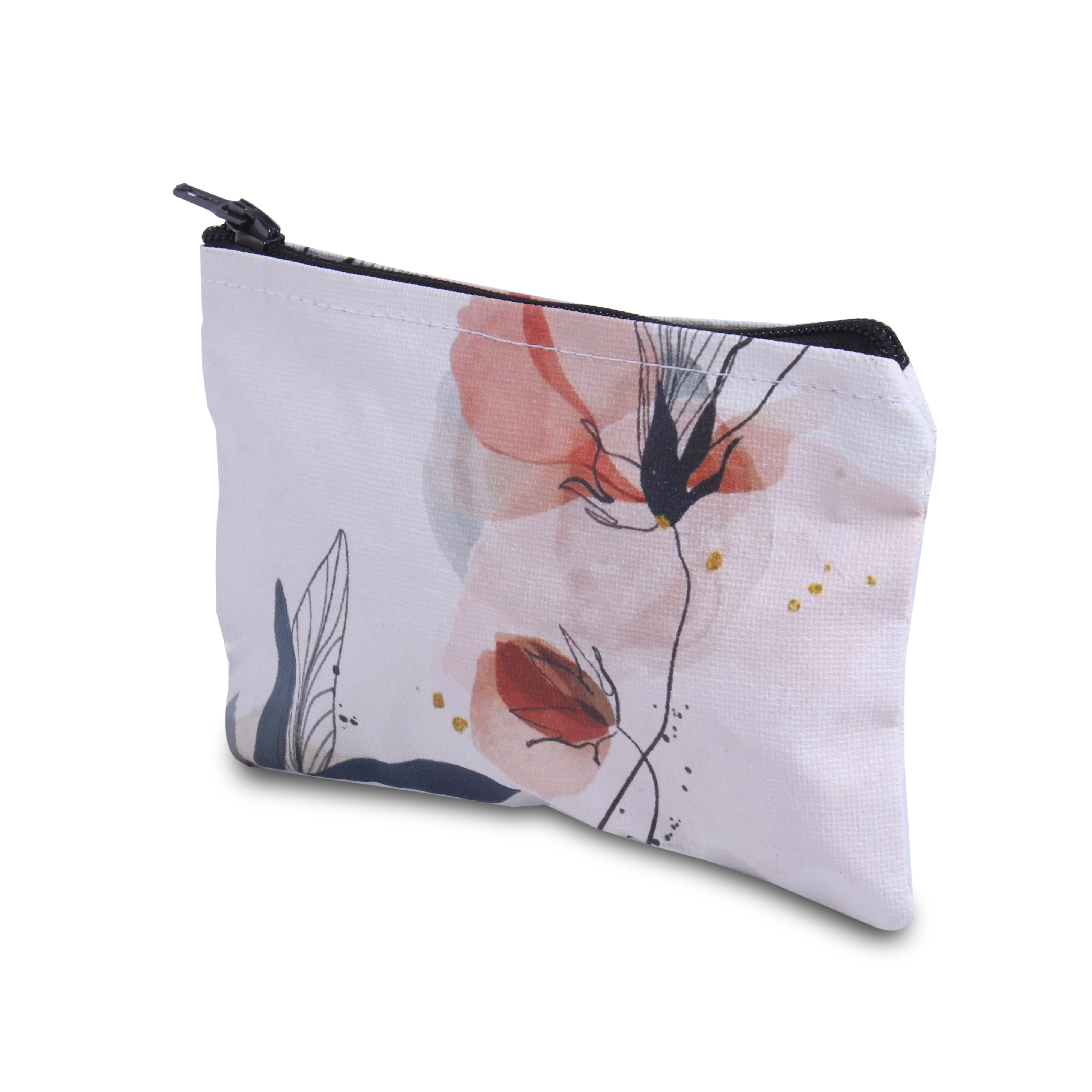 Canvas Printed Zip Pouch Floral Elegance 5.5 X 3.5inch Approx1 pc