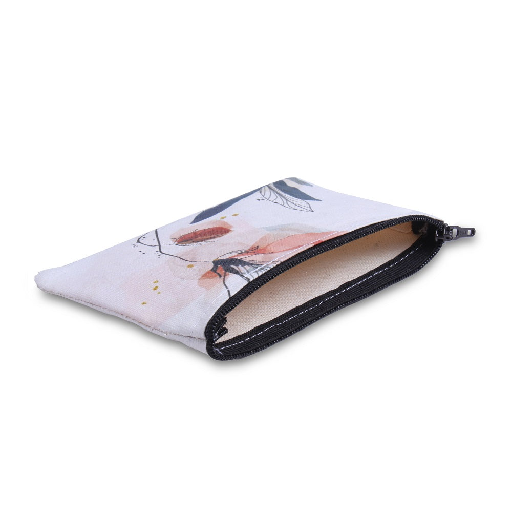 Canvas Printed Zip Pouch Floral Elegance 8.25 X 5.5inch Approx1 pc