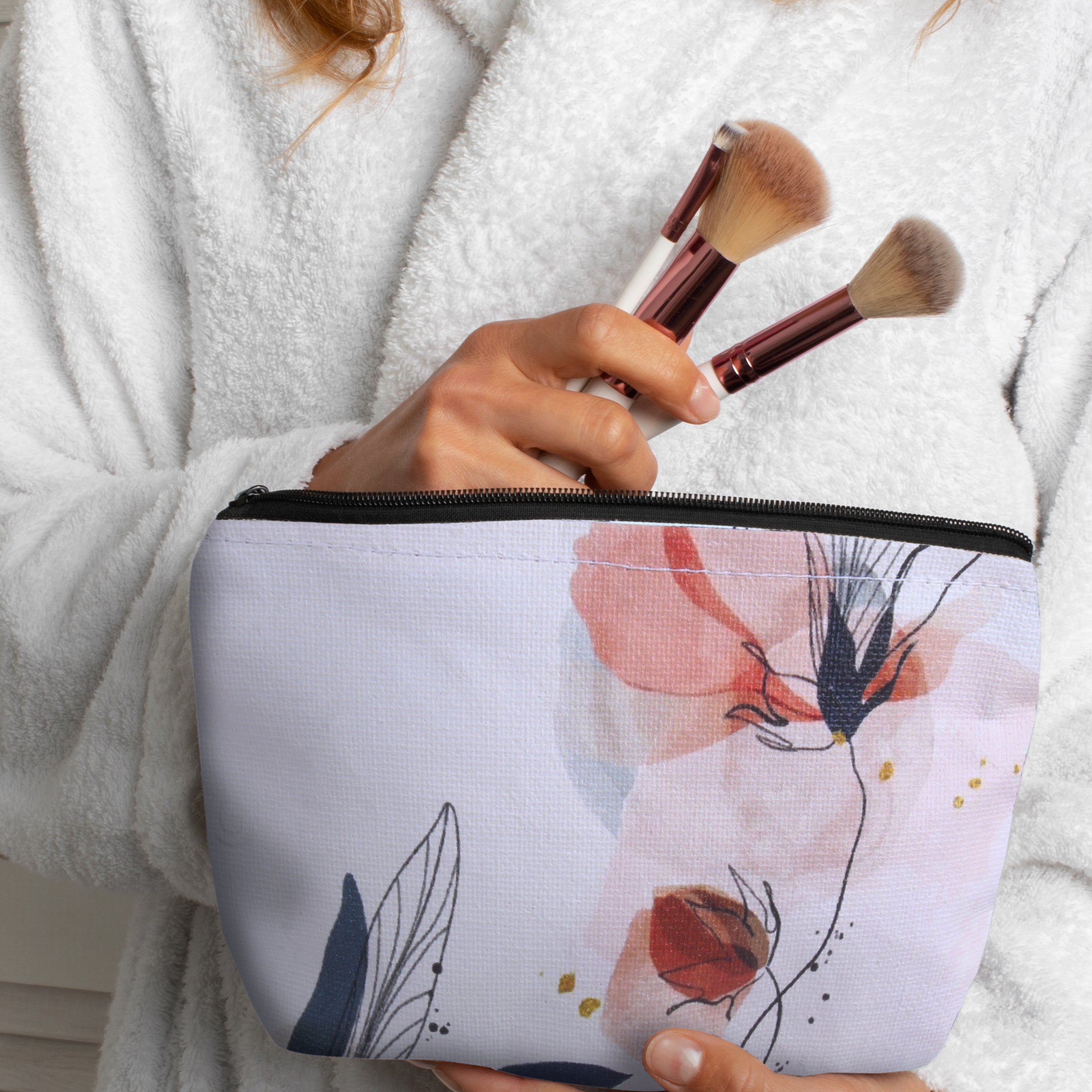 Canvas Printed Zip Pouch Floral Elegance 10.75 X 7.5inch Approx1 pc