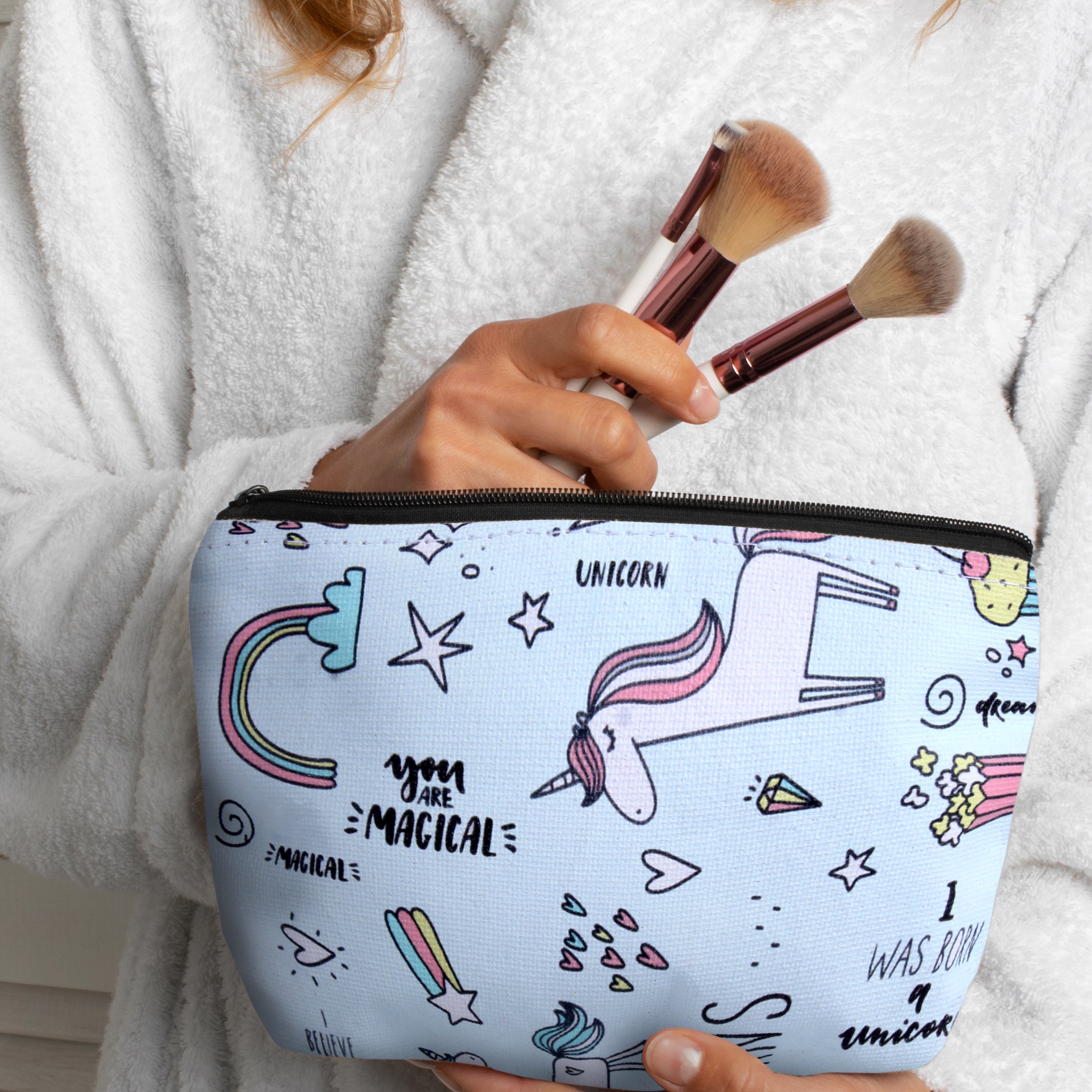 Canvas Printed Zip Pouch Magical Unicorn 8.25 X 5.5inch Approx1 pc