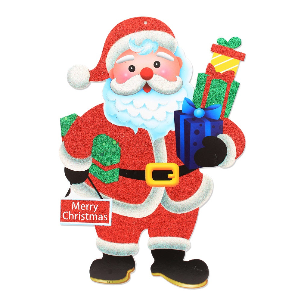 Glitter Santa Hanging Deor - Two side use,  44 X 47cm, 1pc