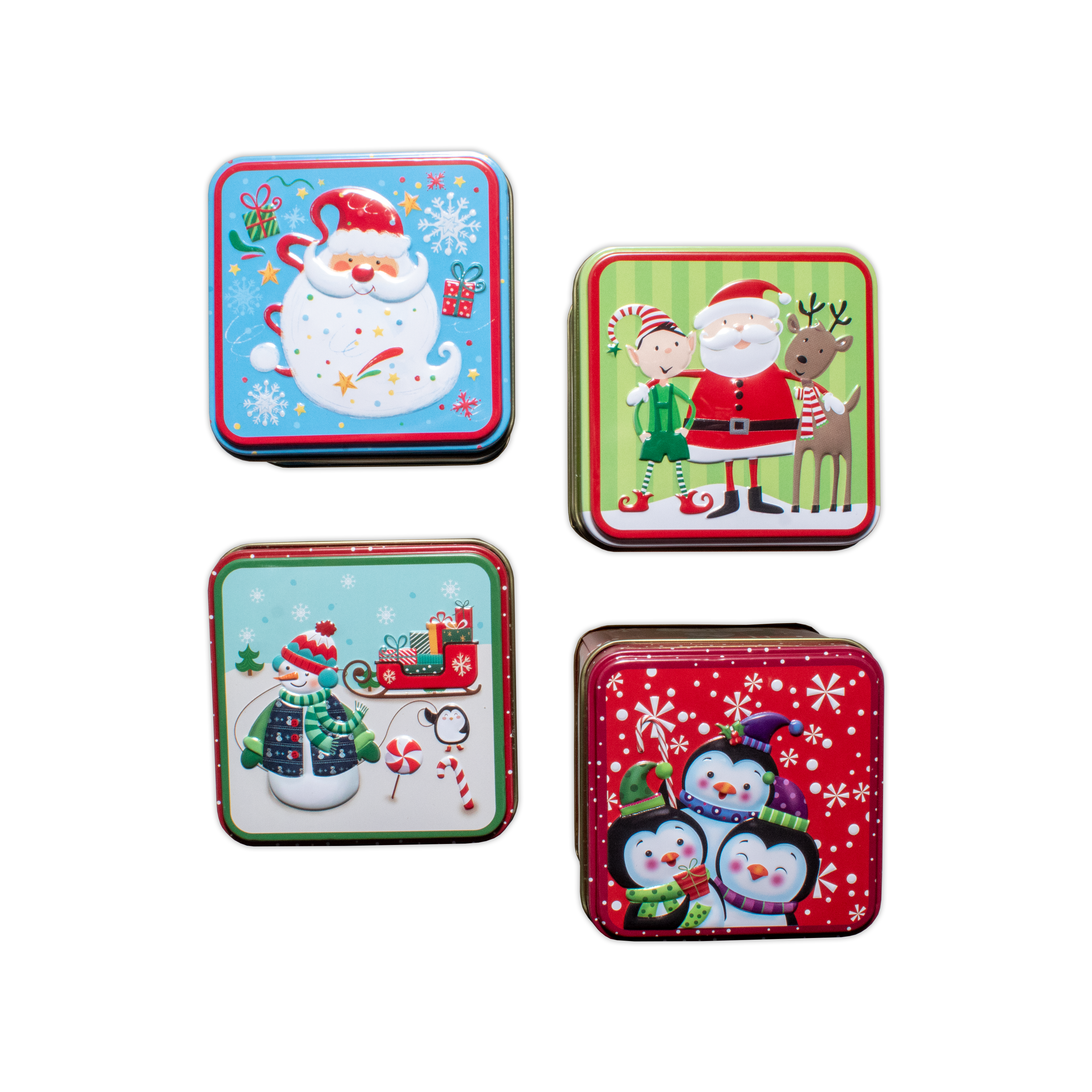 Christmas Mini Storage Tin Square Assorted 1Pc