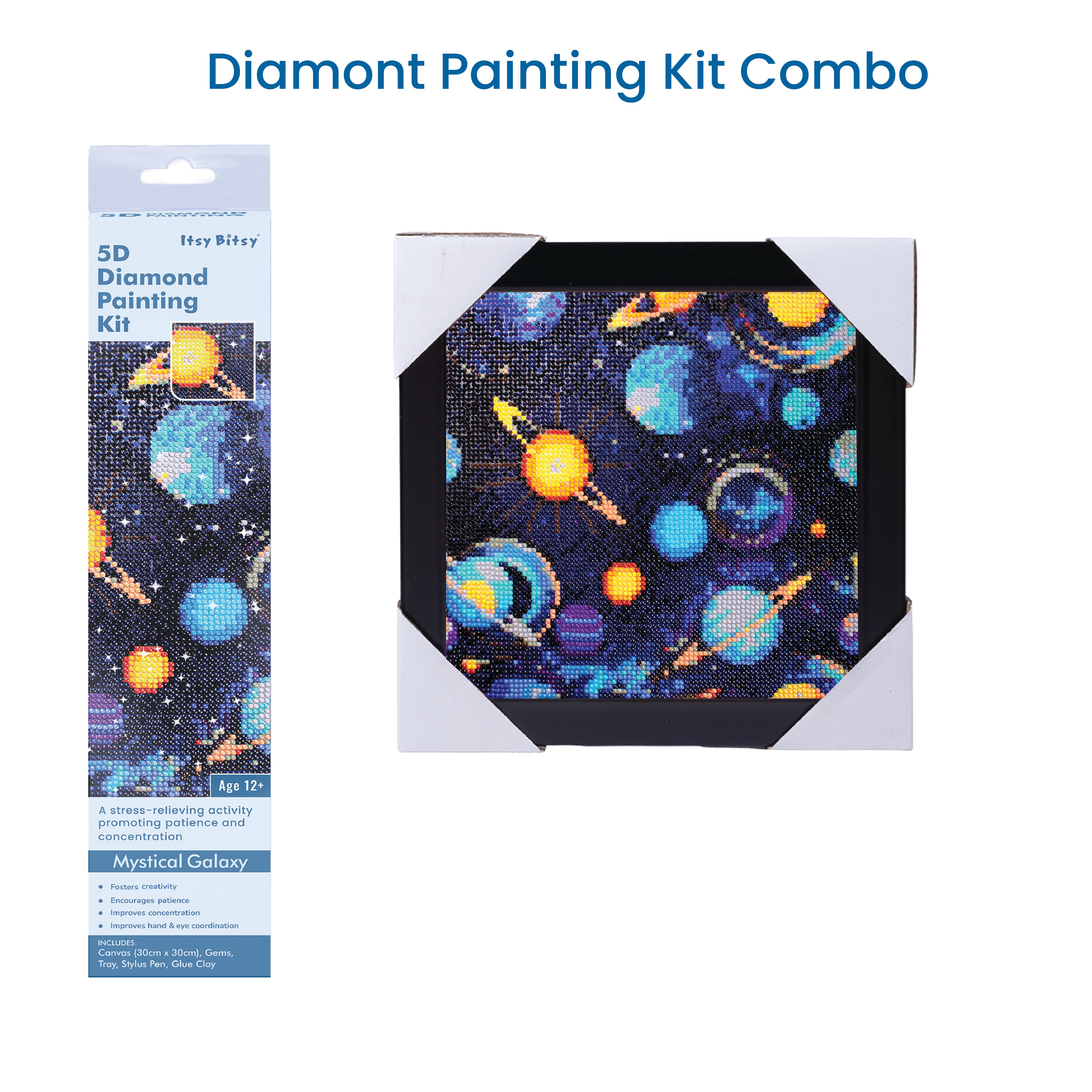 (30 X 30 cm) - 5D Diamond Painting - Mystic Galaxy  Matching Frame Combo